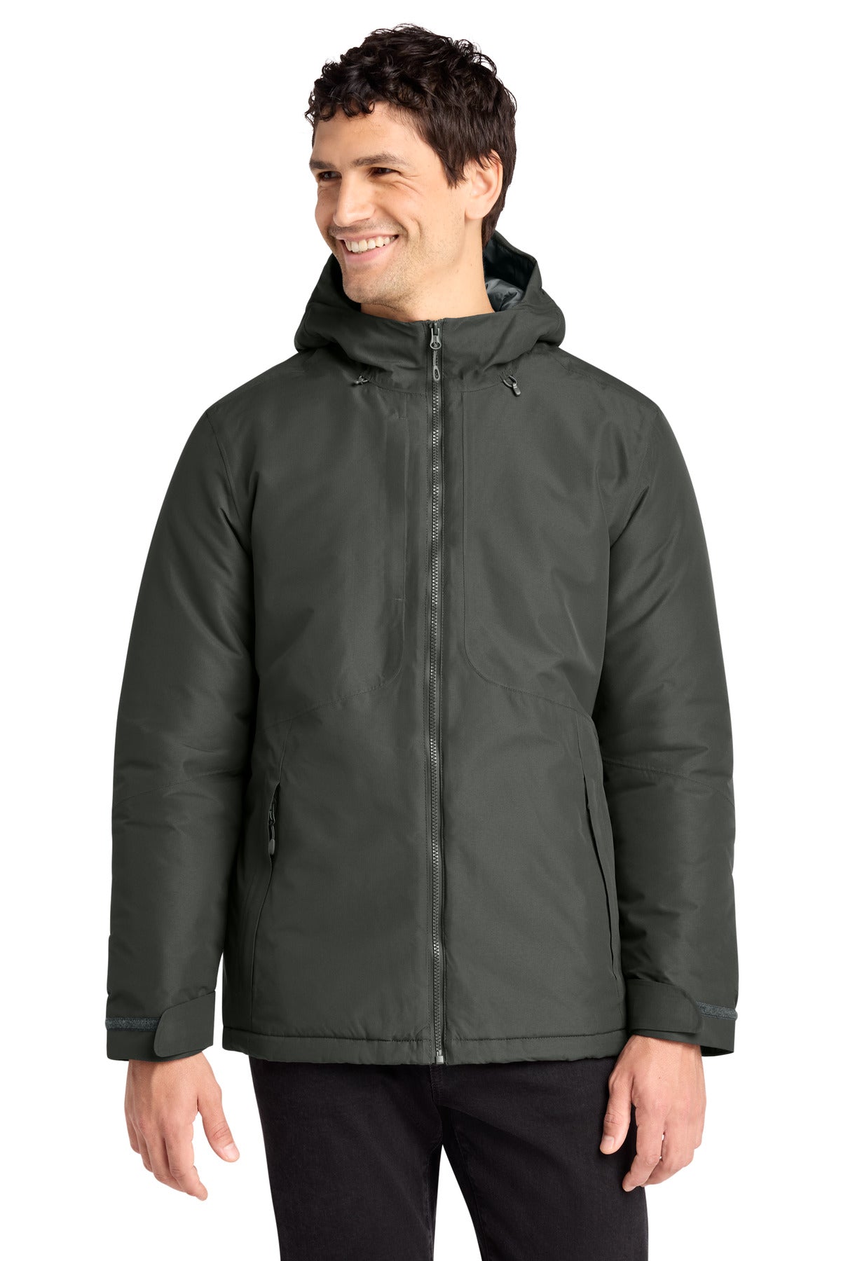 Custom logo Port Authority® Venture Waterproof Insulated Jacket J362 in Grey Smoke