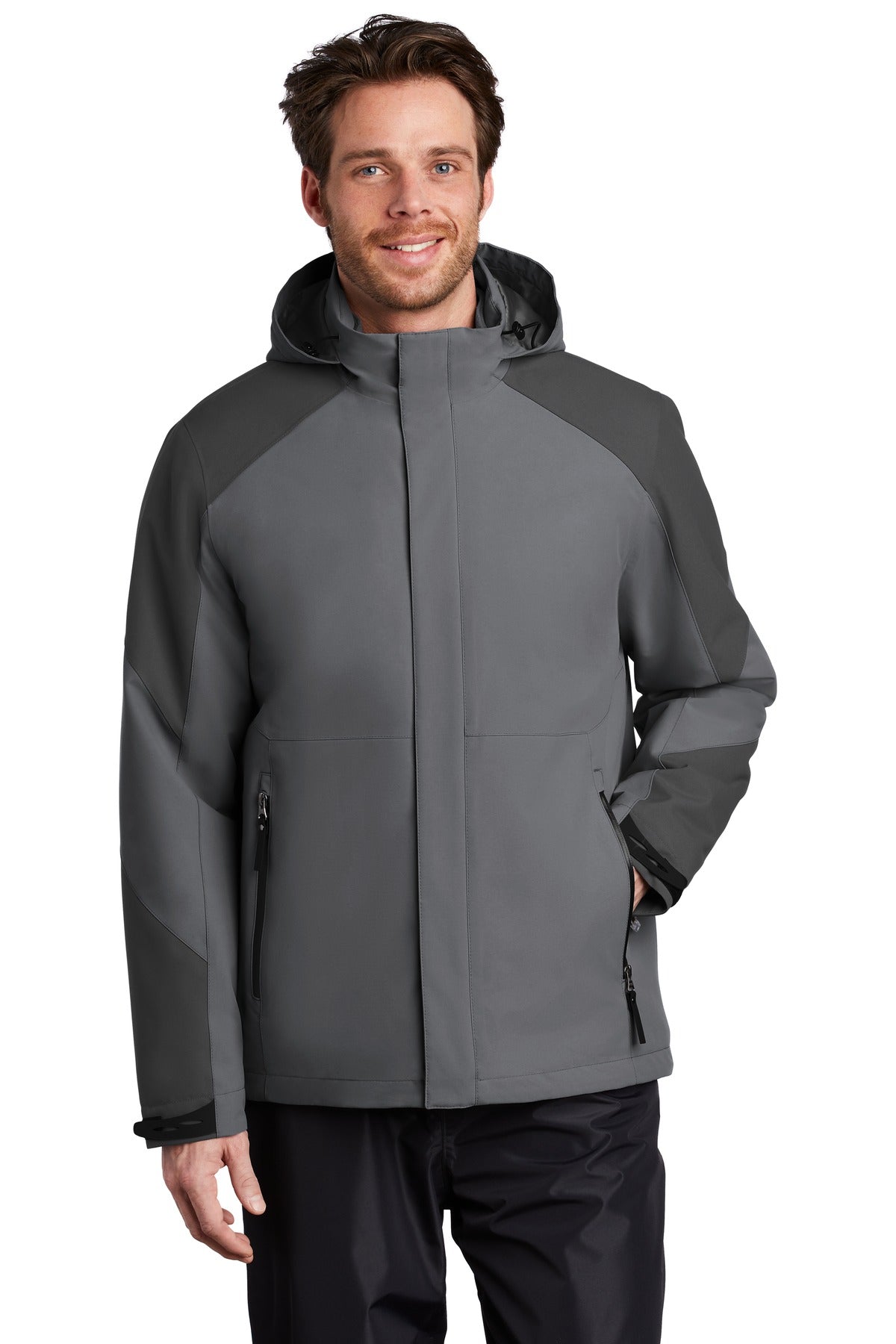 Custom logo Port Authority ® Insulated Waterproof Tech Jacket J405 in Shadow Grey/ Storm Grey