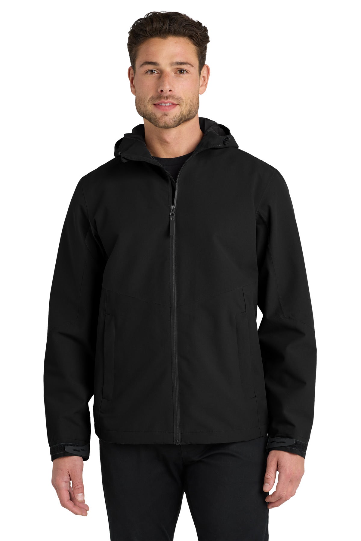 Custom logo Port Authority ® Tech Rain Jacket J406 in Deep Black