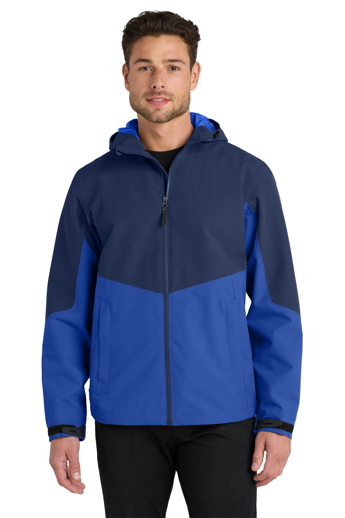 Custom logo Port Authority ® Tech Rain Jacket J406 in Estate Blue/ Cobalt Blue