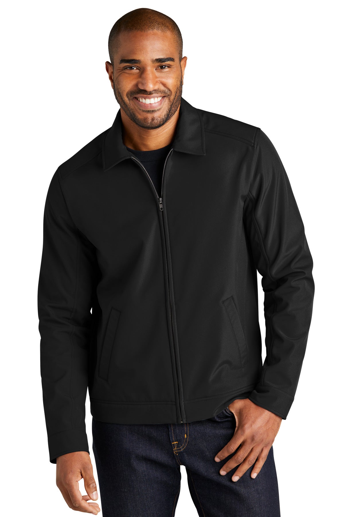 Custom logo Port Authority® Mechanic Soft Shell Jacket J417 in Black