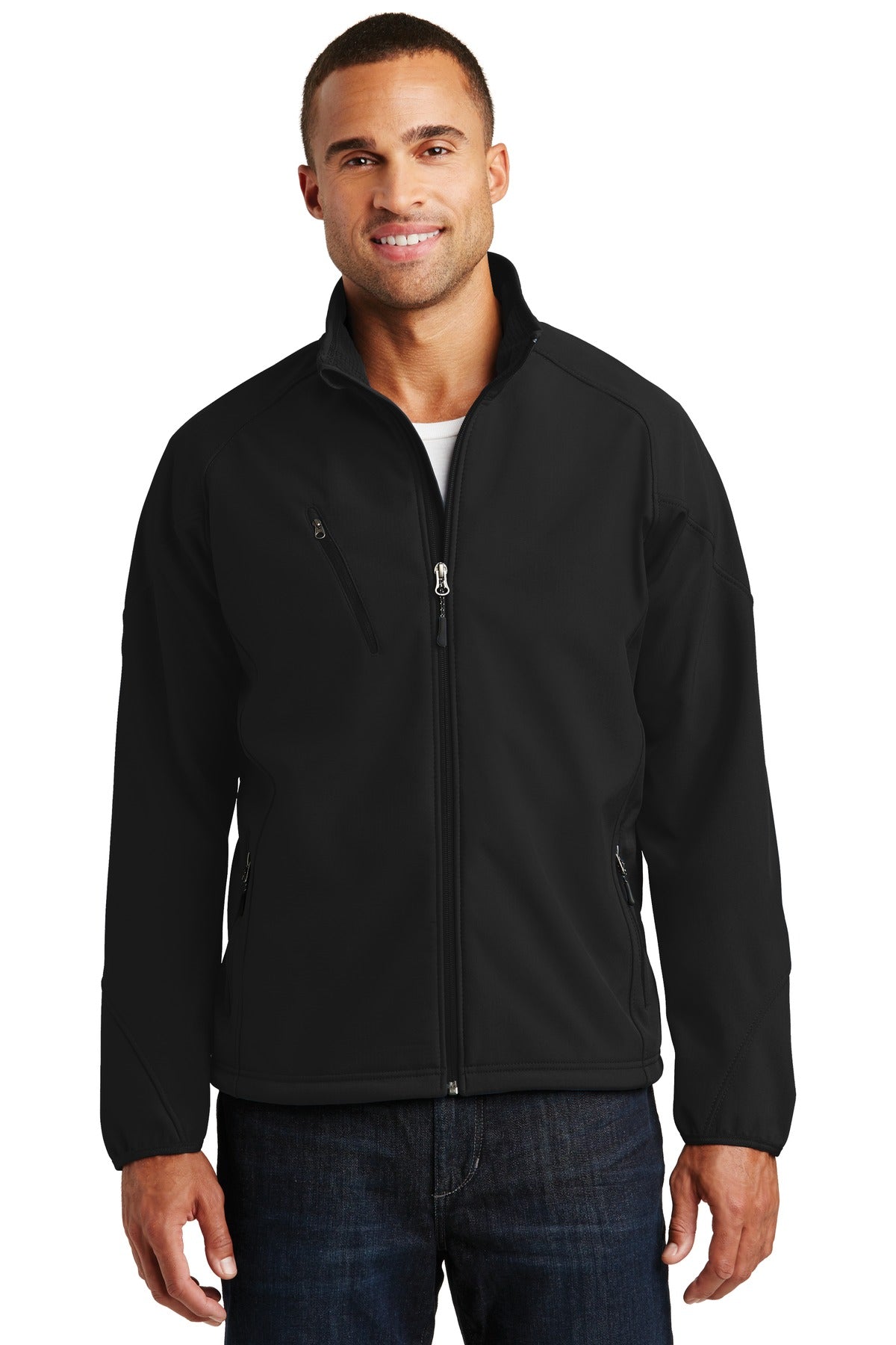 Custom logo Port Authority® Textured Soft Shell Jacket. J705 in Black