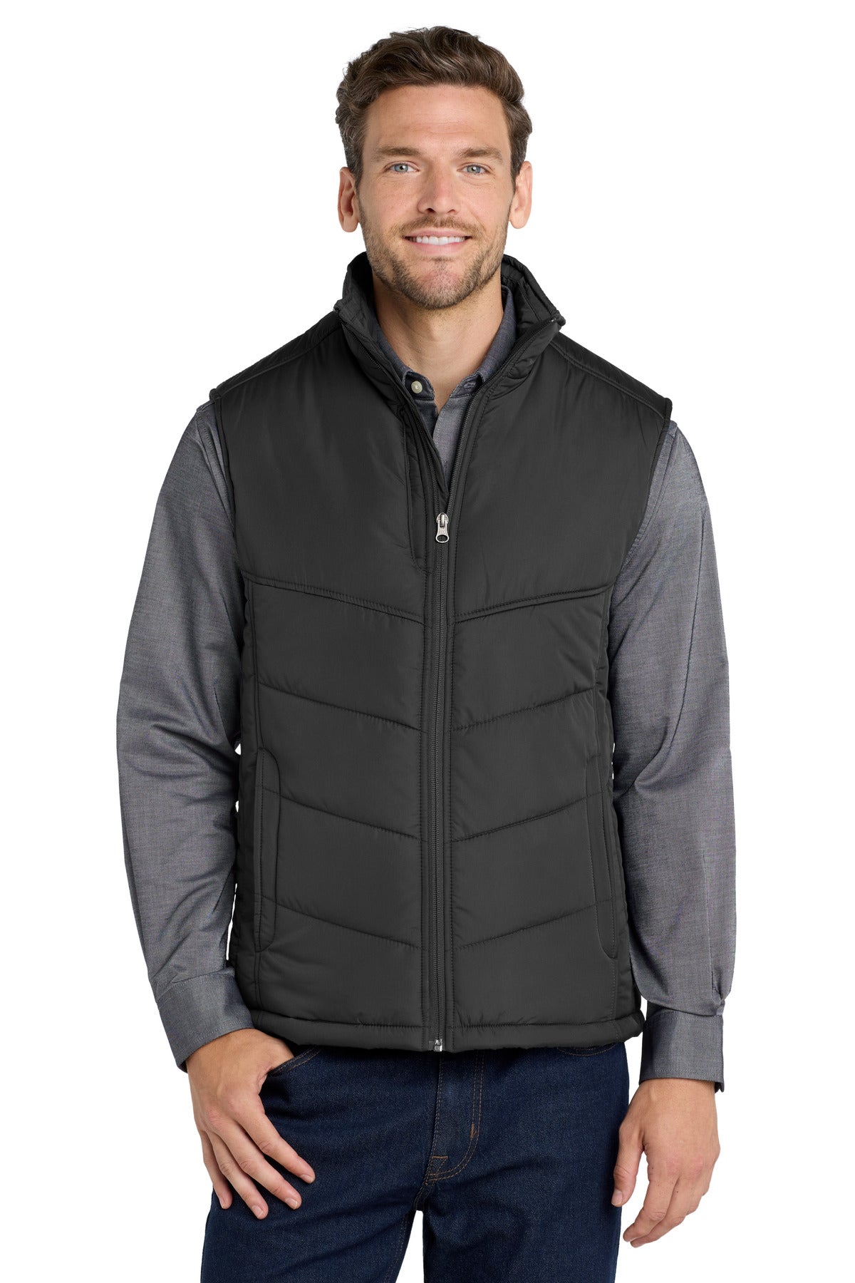 Custom logo Port Authority® Puffy Vest. J709 in Black