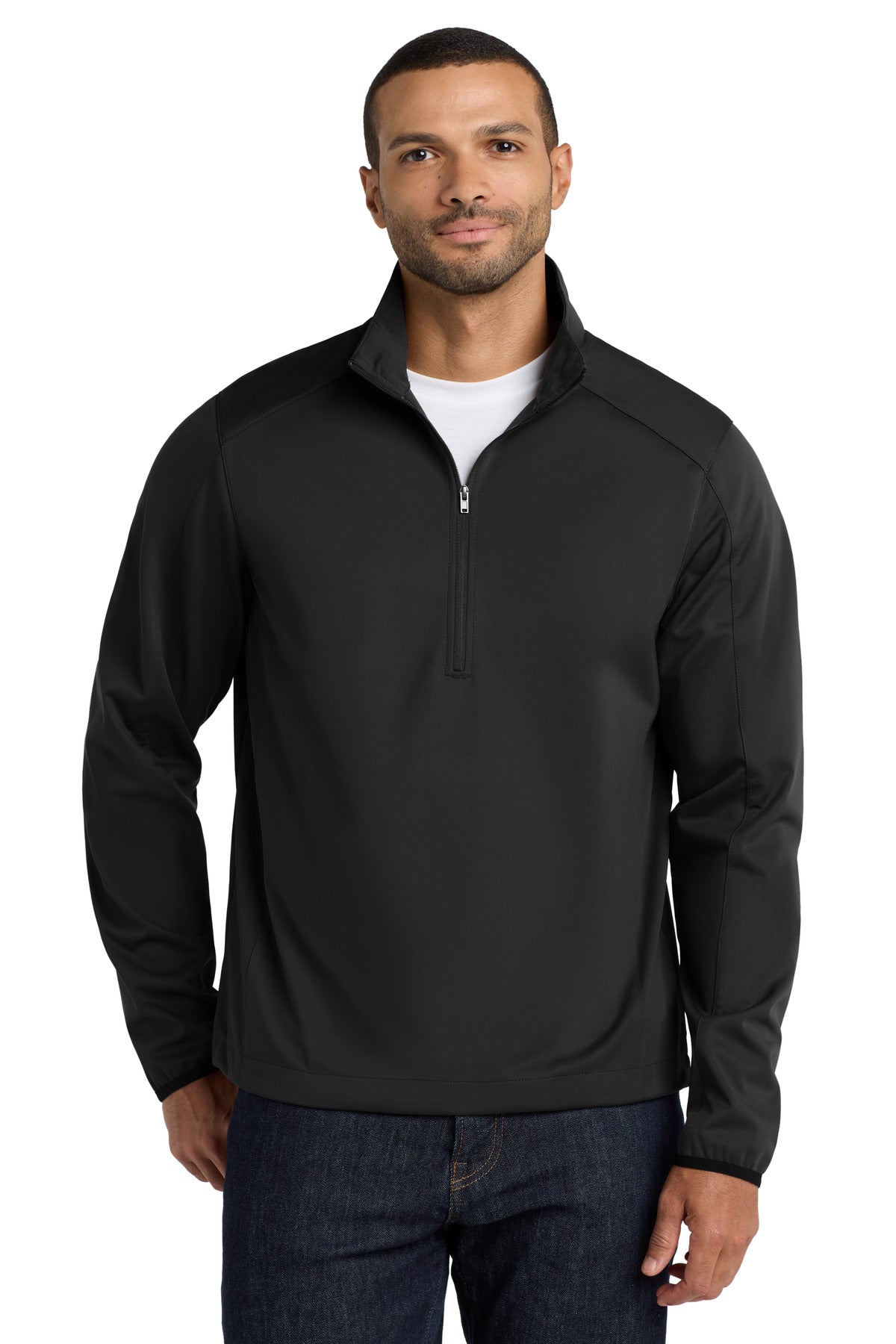 Custom logo Port Authority® Active 1/2-Zip Soft Shell Jacket. J716 in Deep Black