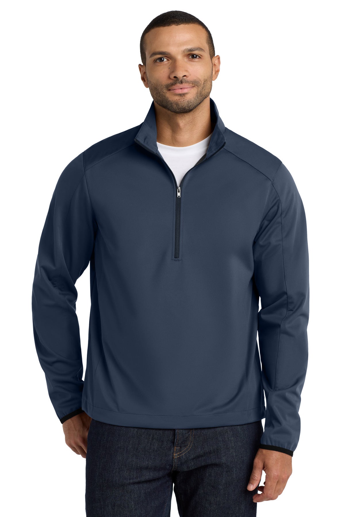 Custom logo Port Authority® Active 1/2-Zip Soft Shell Jacket. J716 in Dress Blue Navy
