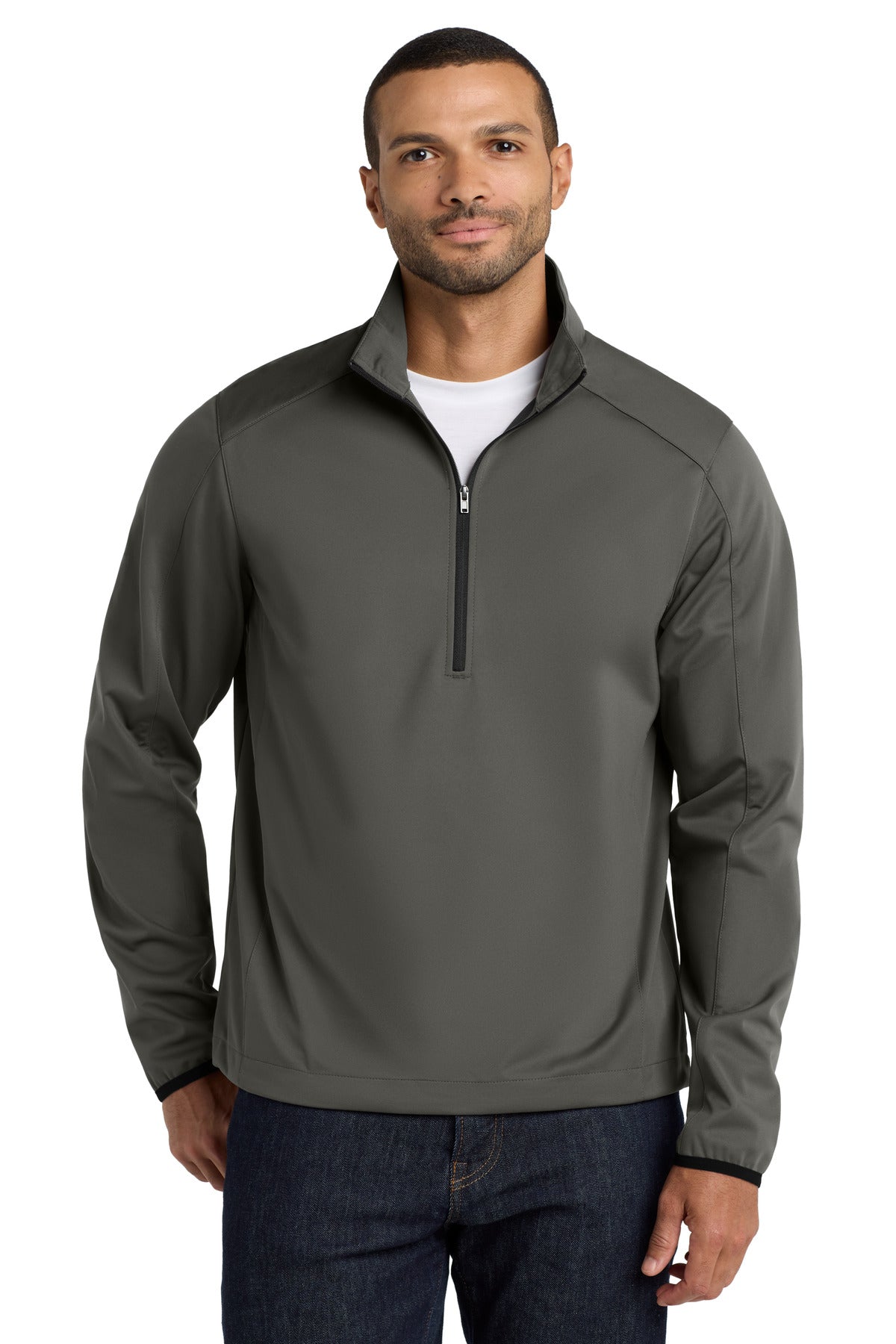 Custom logo Port Authority® Active 1/2-Zip Soft Shell Jacket. J716 in Grey Steel