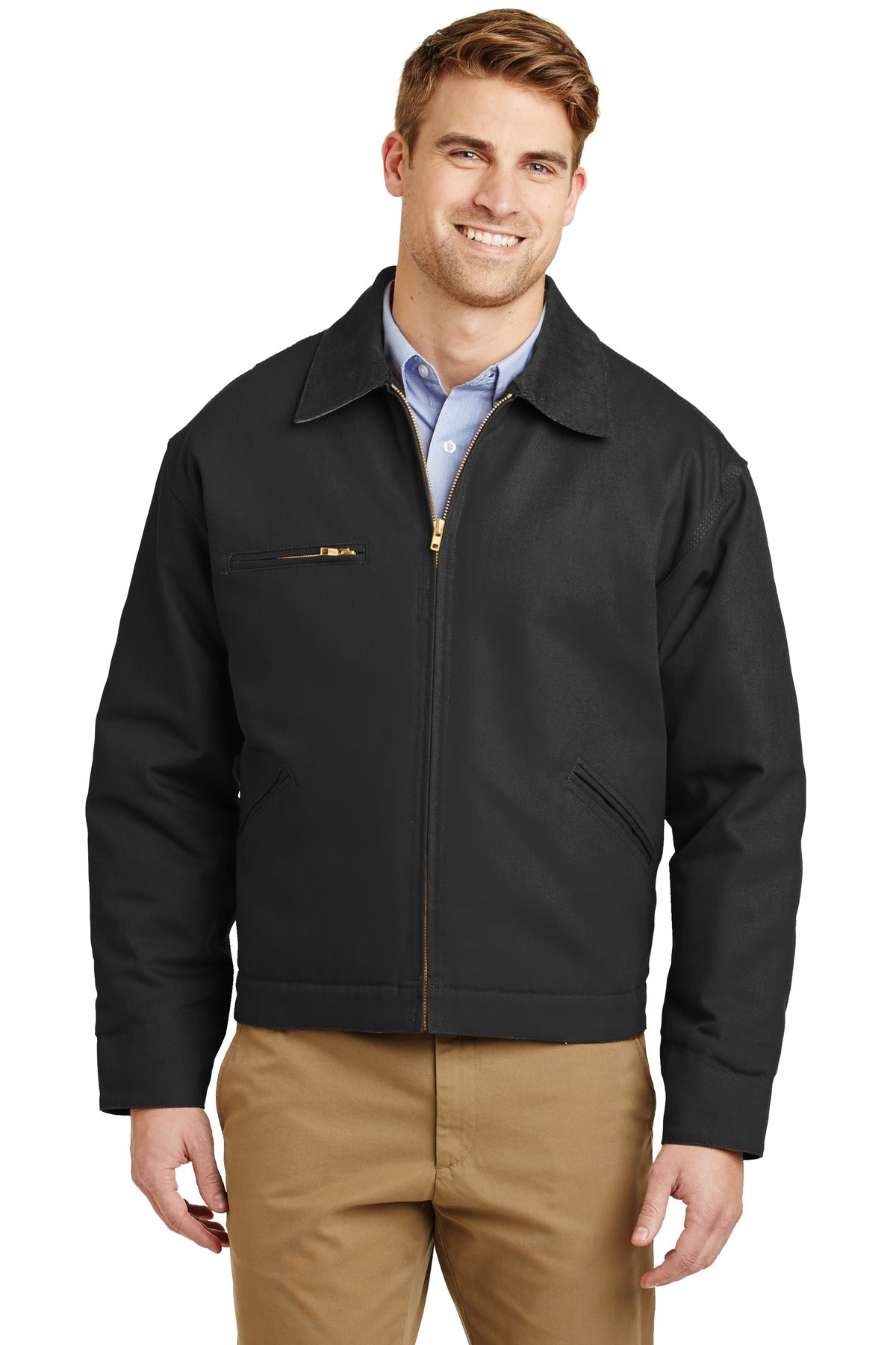 Custom logo CornerStone® - Duck Cloth Work Jacket.  J763 in Black