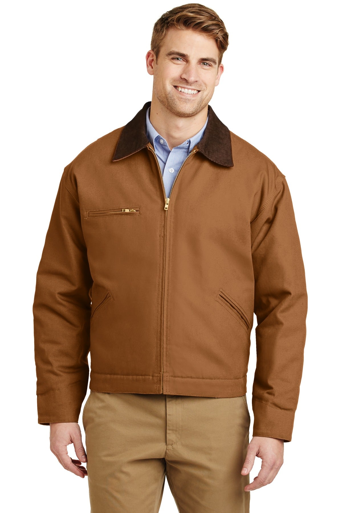 Custom logo CornerStone® - Duck Cloth Work Jacket.  J763 in Duck Brown
