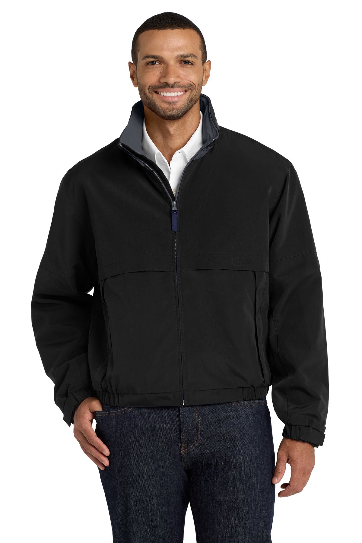 Custom logo Port Authority® Legacy™  Jacket.  J764 in Black/ Steel Grey
