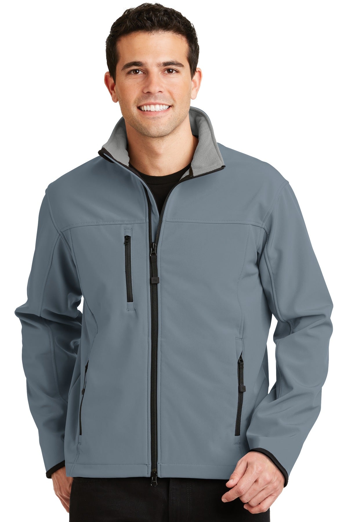 Custom logo Port Authority® Glacier® Soft Shell Jacket.  J790 in Atlantic Blue/ Chrome