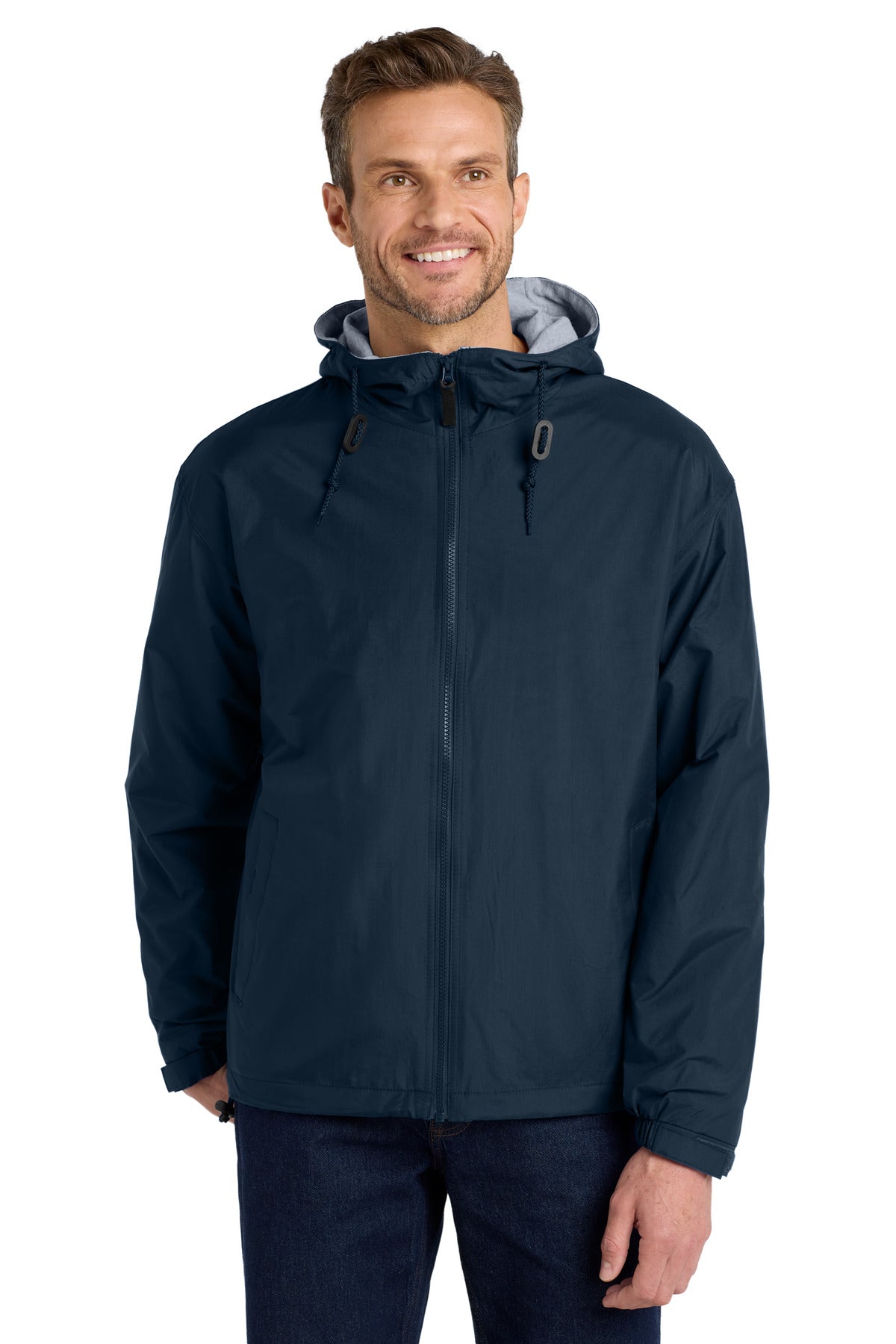 Custom logo Port Authority® Team Jacket.  JP56 in Bright Navy/ Light Oxford