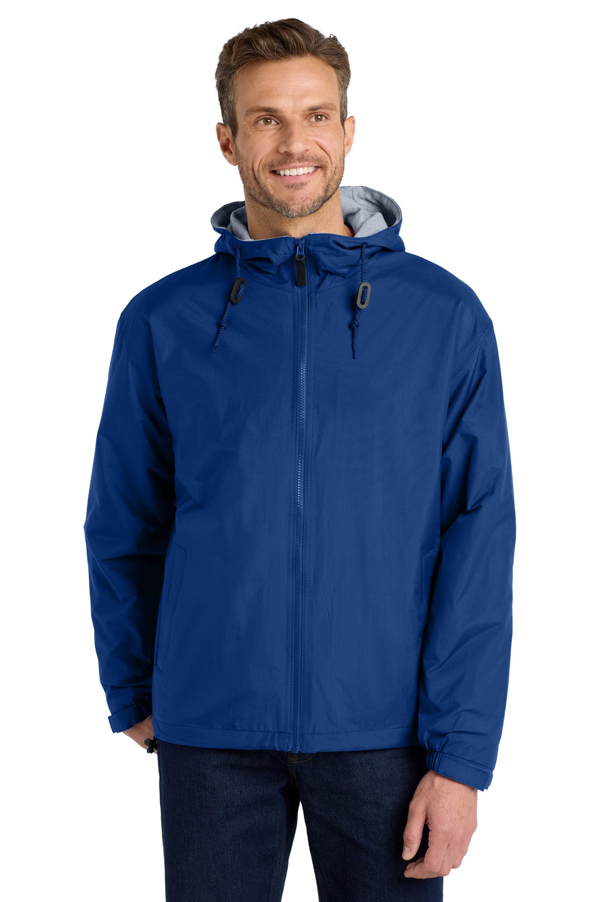 Custom logo Port Authority® Team Jacket.  JP56 in Royal/ Light Oxford