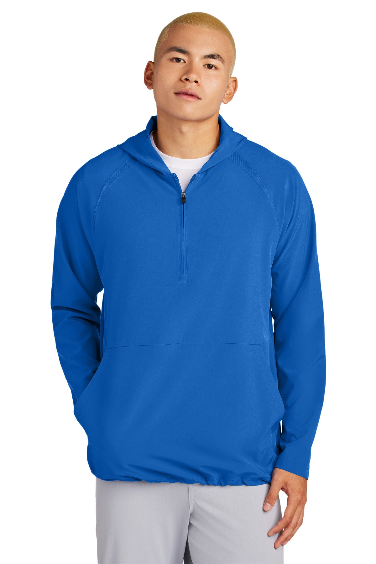 Custom logo Sport-Tek® Repeat 1/2-Zip Long Sleeve Hooded Jacket JST488 in True Royal