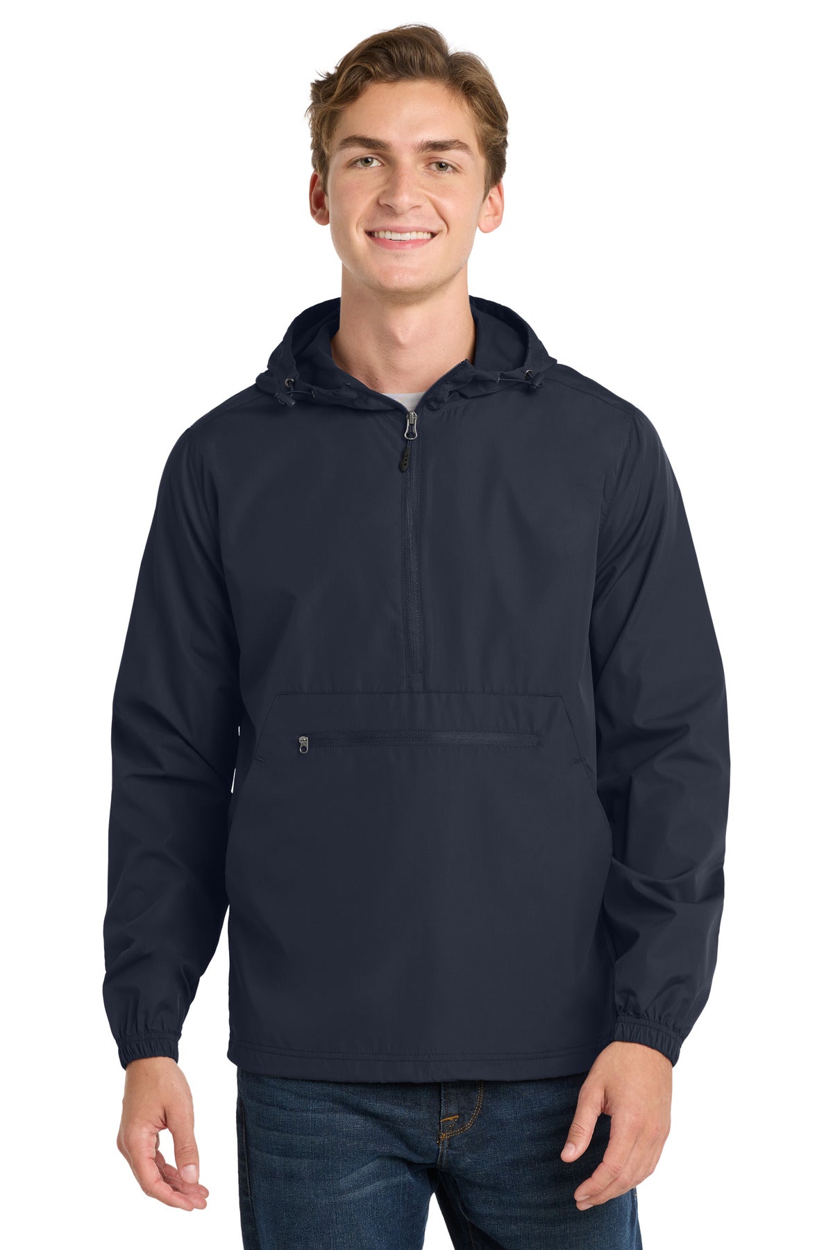 Custom logo Sport-Tek ® Packable Anorak. JST66 in True Navy