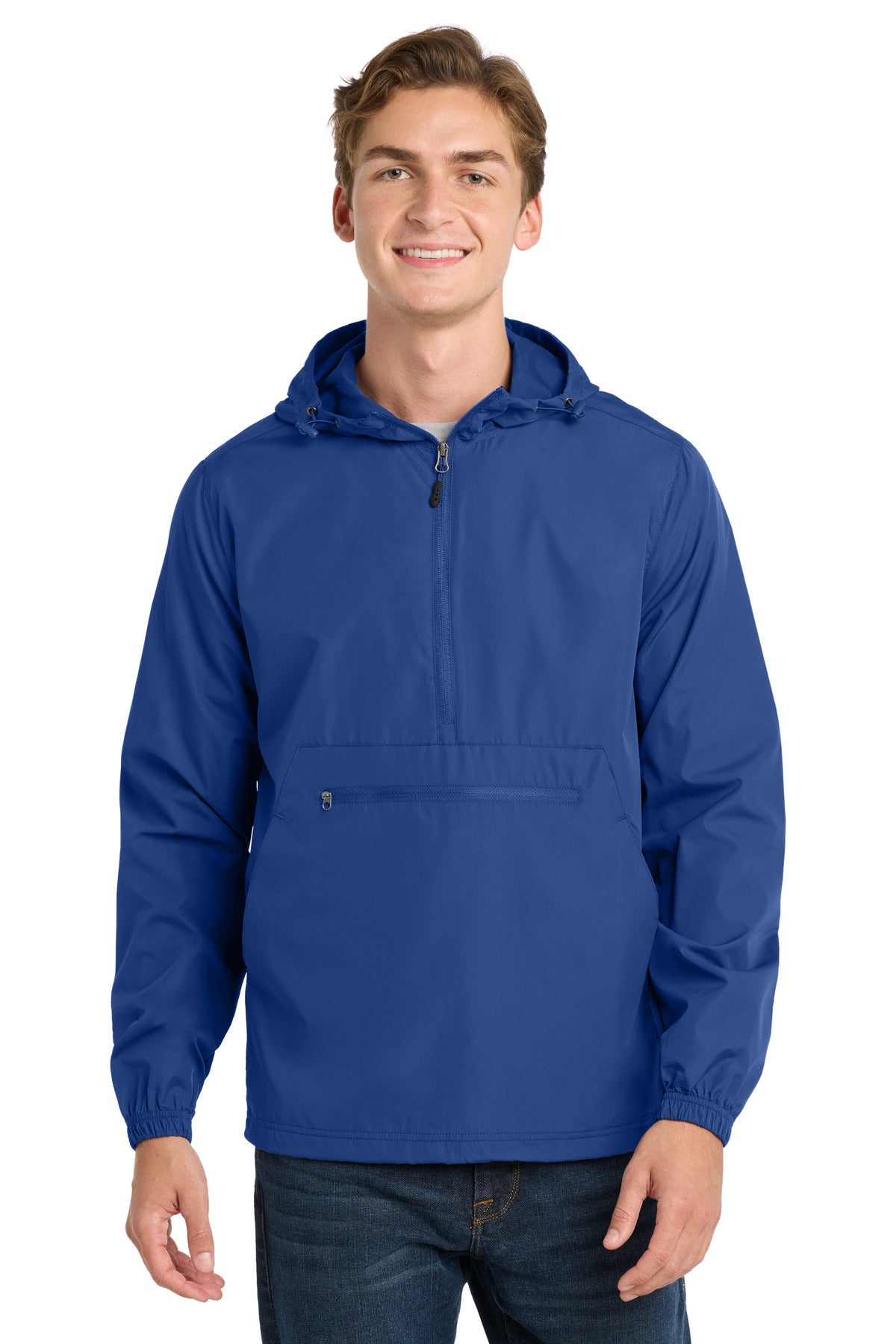 Custom logo Sport-Tek ® Packable Anorak. JST66 in True Royal