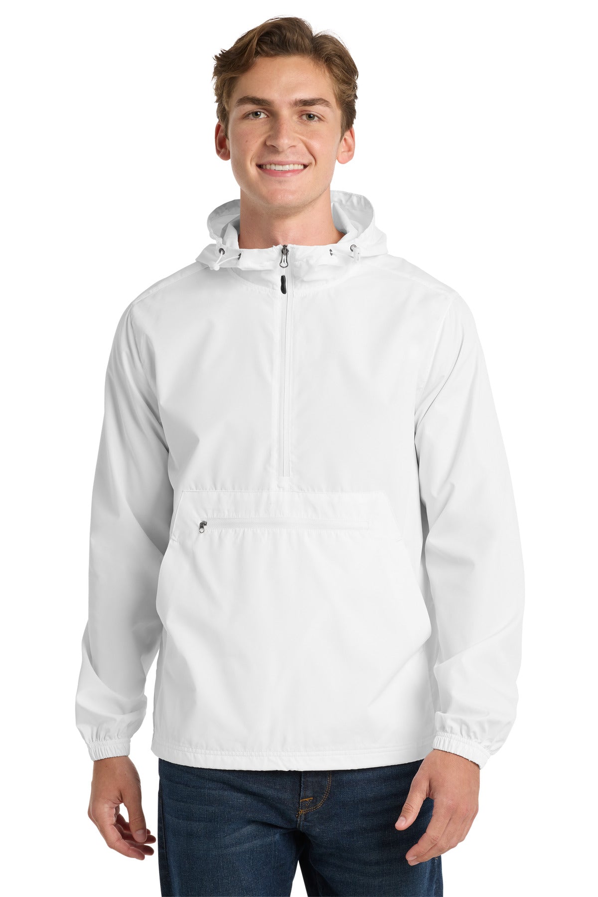 Custom logo Sport-Tek ® Packable Anorak. JST66 in White