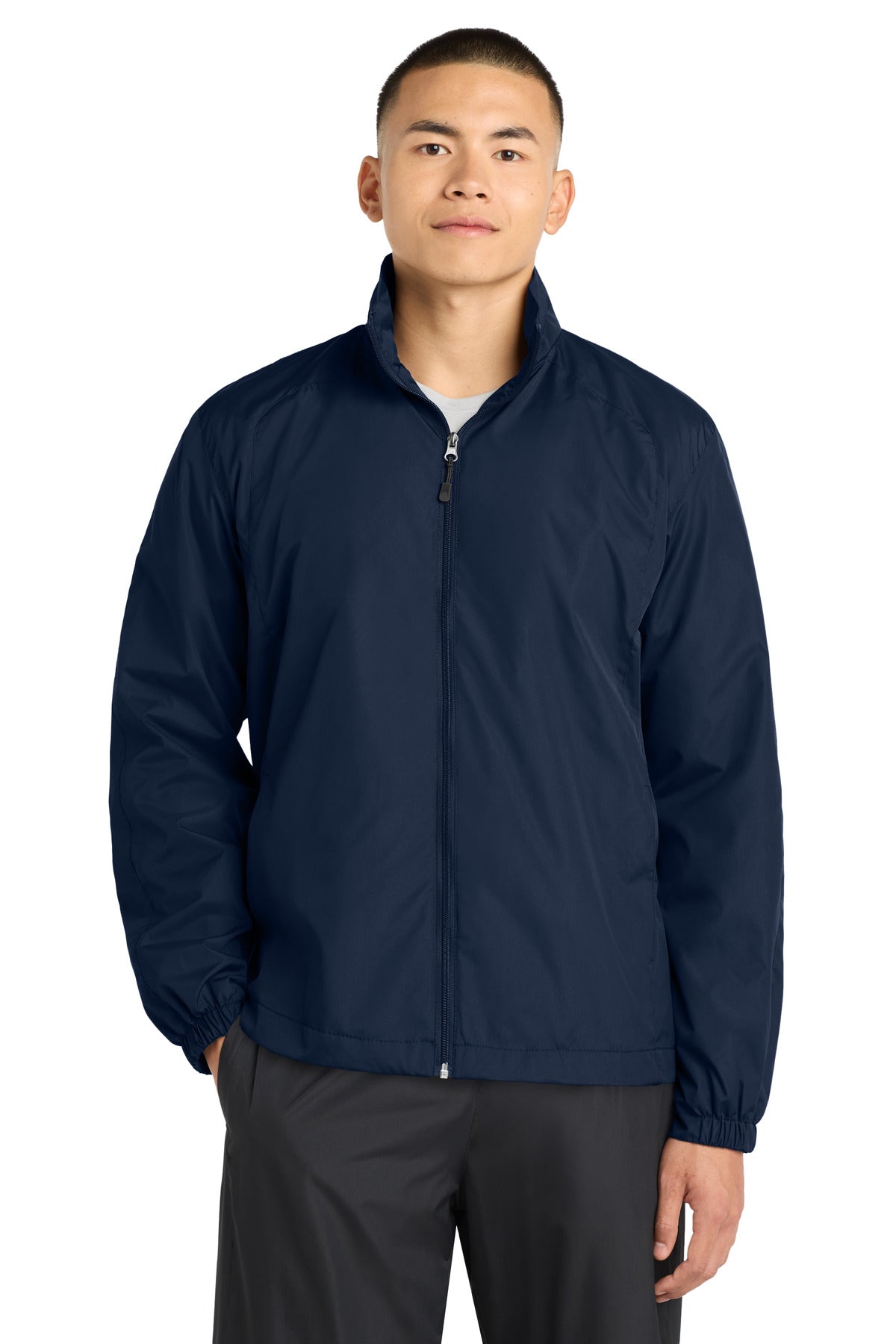Custom logo Sport-Tek® Full-Zip Wind Jacket. JST70 in True Navy