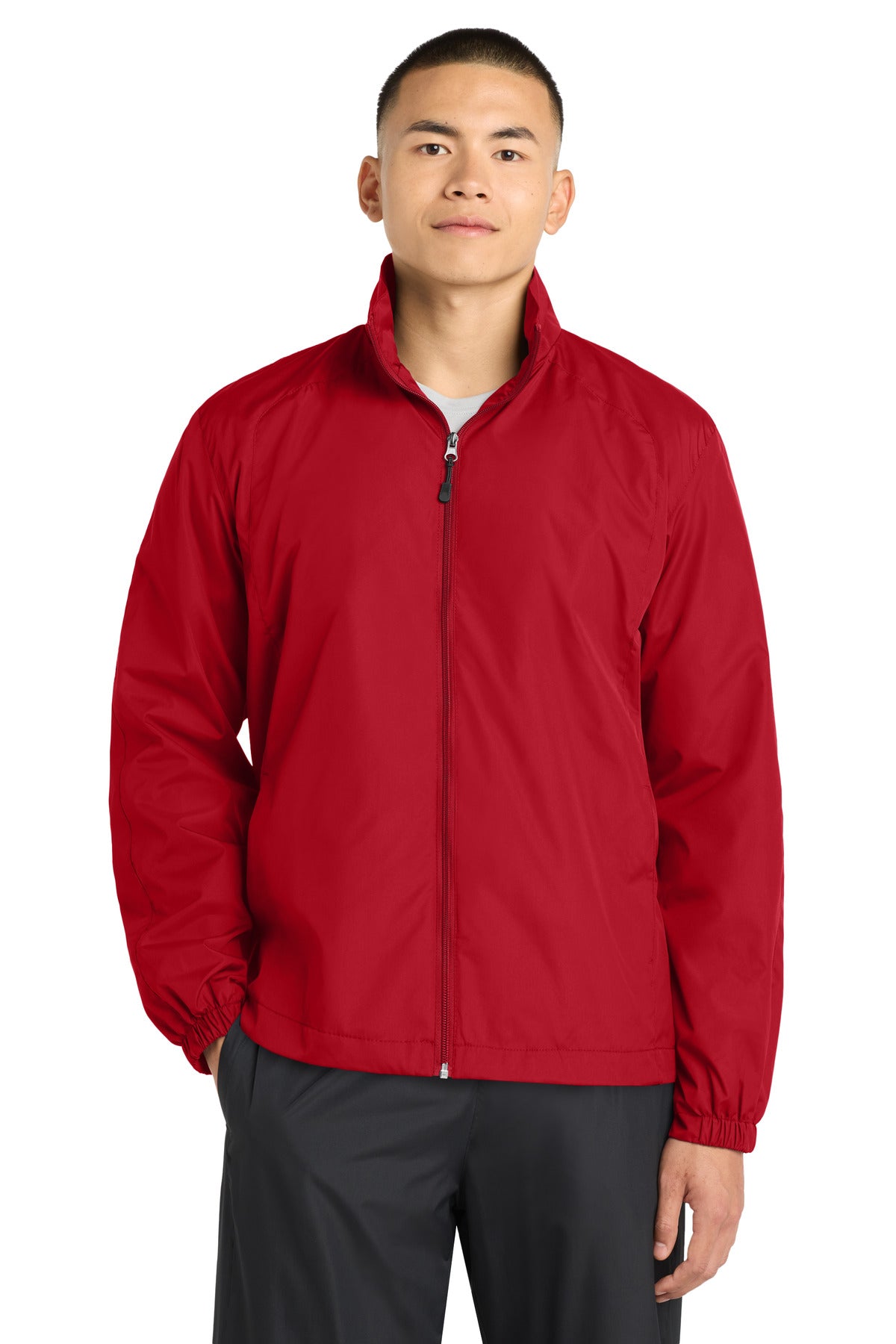 Custom logo Sport-Tek® Full-Zip Wind Jacket. JST70 in True Red