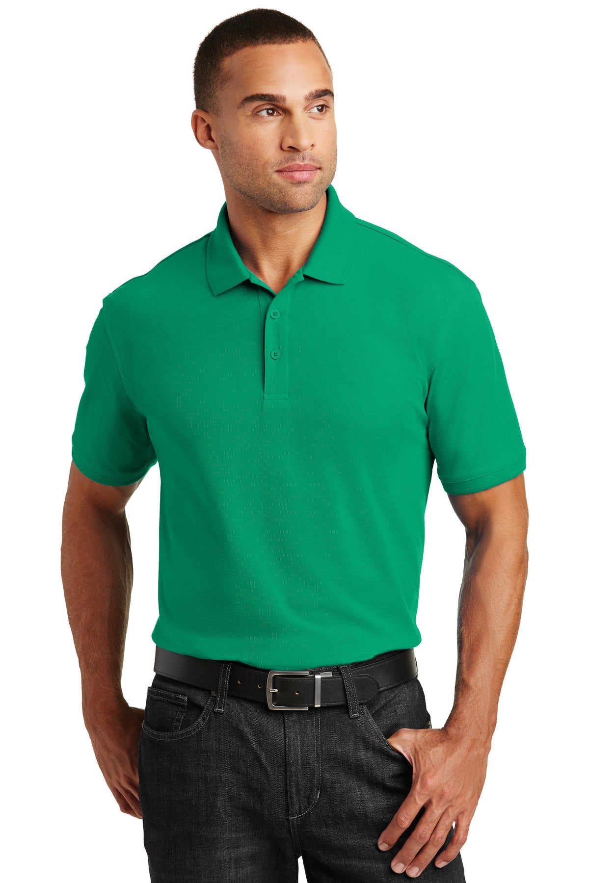 Custom logo Port Authority® Core Classic Pique Polo. K100 in Bright Kelly Green