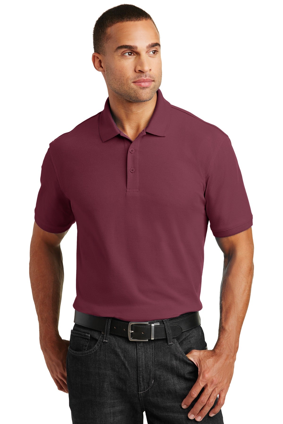 Custom logo Port Authority® Core Classic Pique Polo. K100 in Burgundy