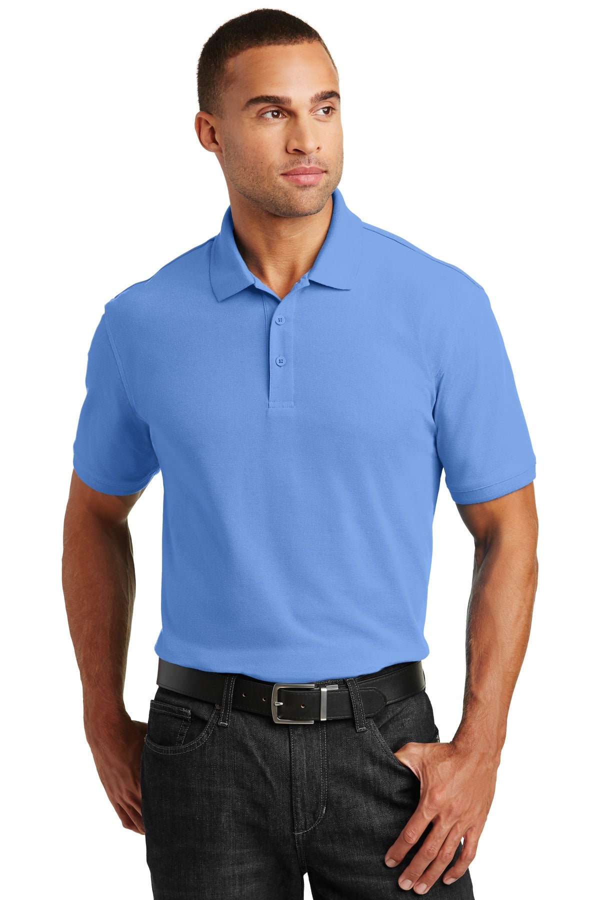 Custom logo Port Authority® Core Classic Pique Polo. K100 in Carolina Blue