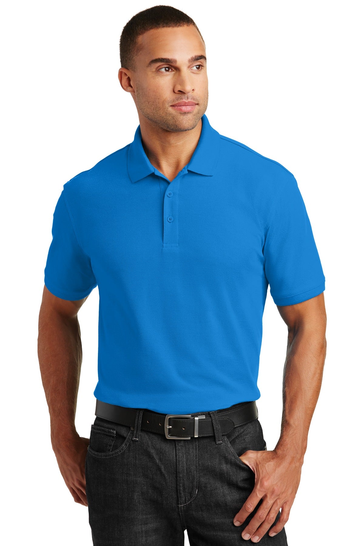 Custom logo Port Authority® Core Classic Pique Polo. K100 in Coastal Blue