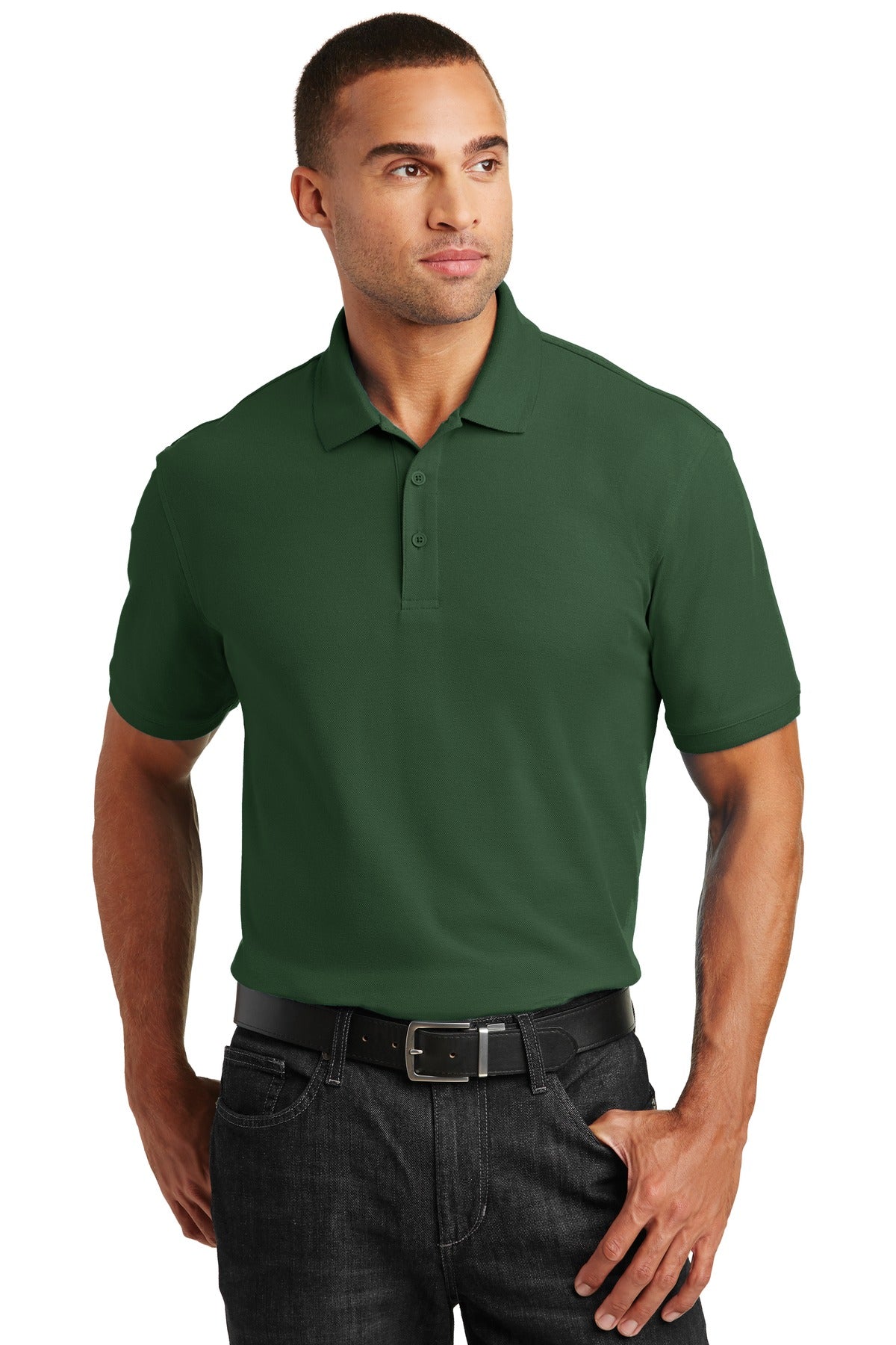 Custom logo Port Authority® Core Classic Pique Polo. K100 in Deep Forest Green