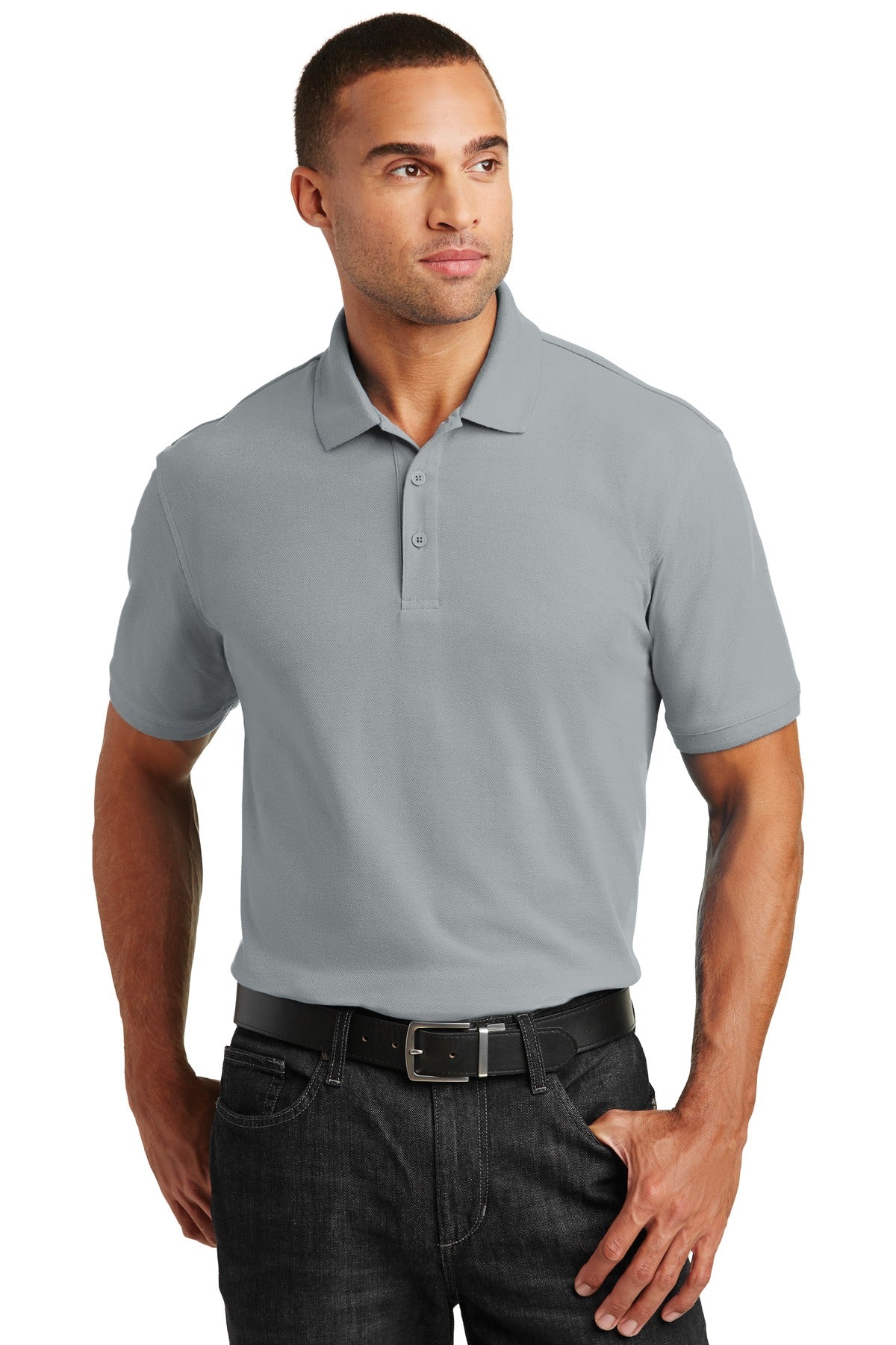 Custom logo Port Authority® Core Classic Pique Polo. K100 in Gusty Grey