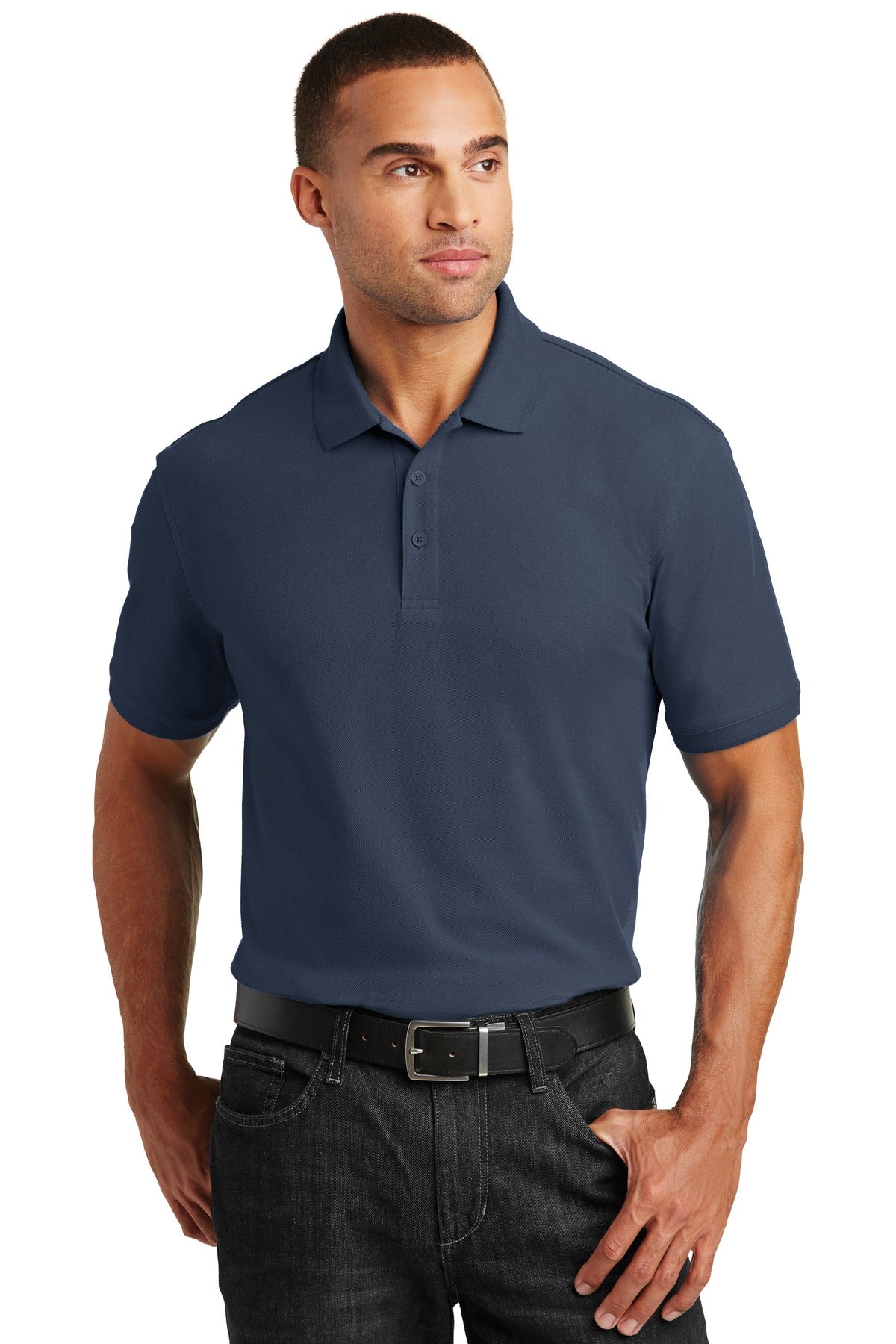 Custom logo Port Authority® Core Classic Pique Polo. K100 in River Blue Navy
