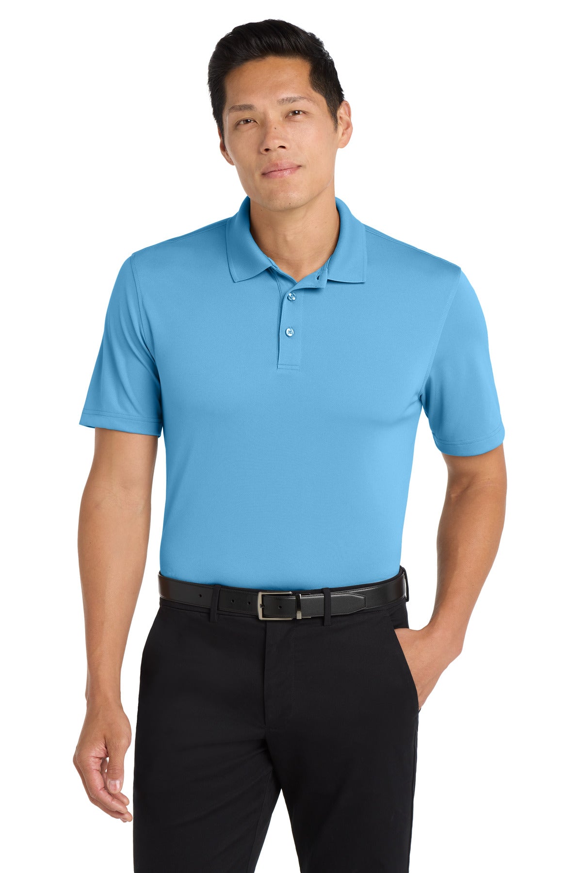 Custom logo Port Authority® Dry Zone® UV Micro-Mesh Polo. K110 in Carolina Blue