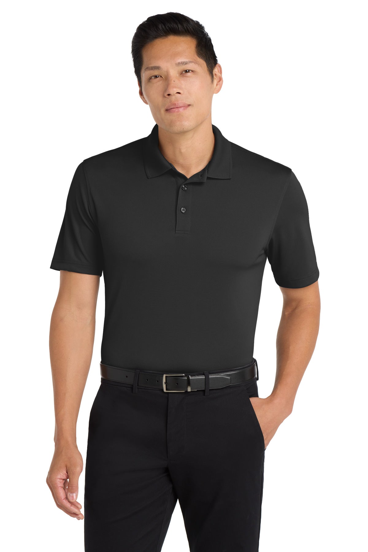 Custom logo Port Authority® Dry Zone® UV Micro-Mesh Polo. K110 in Deep Black