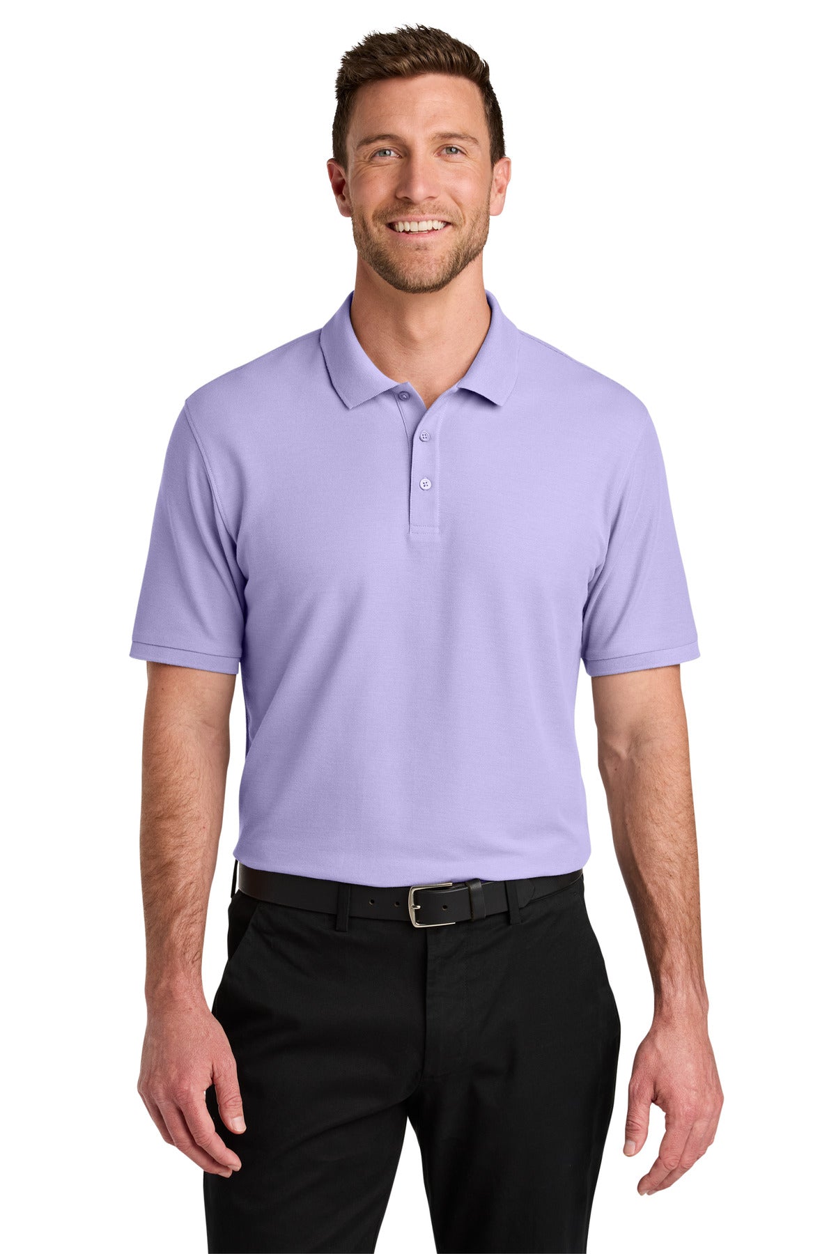 Custom logo Port Authority® Wearever Signature Pique Polo K200 in Bright Lavender