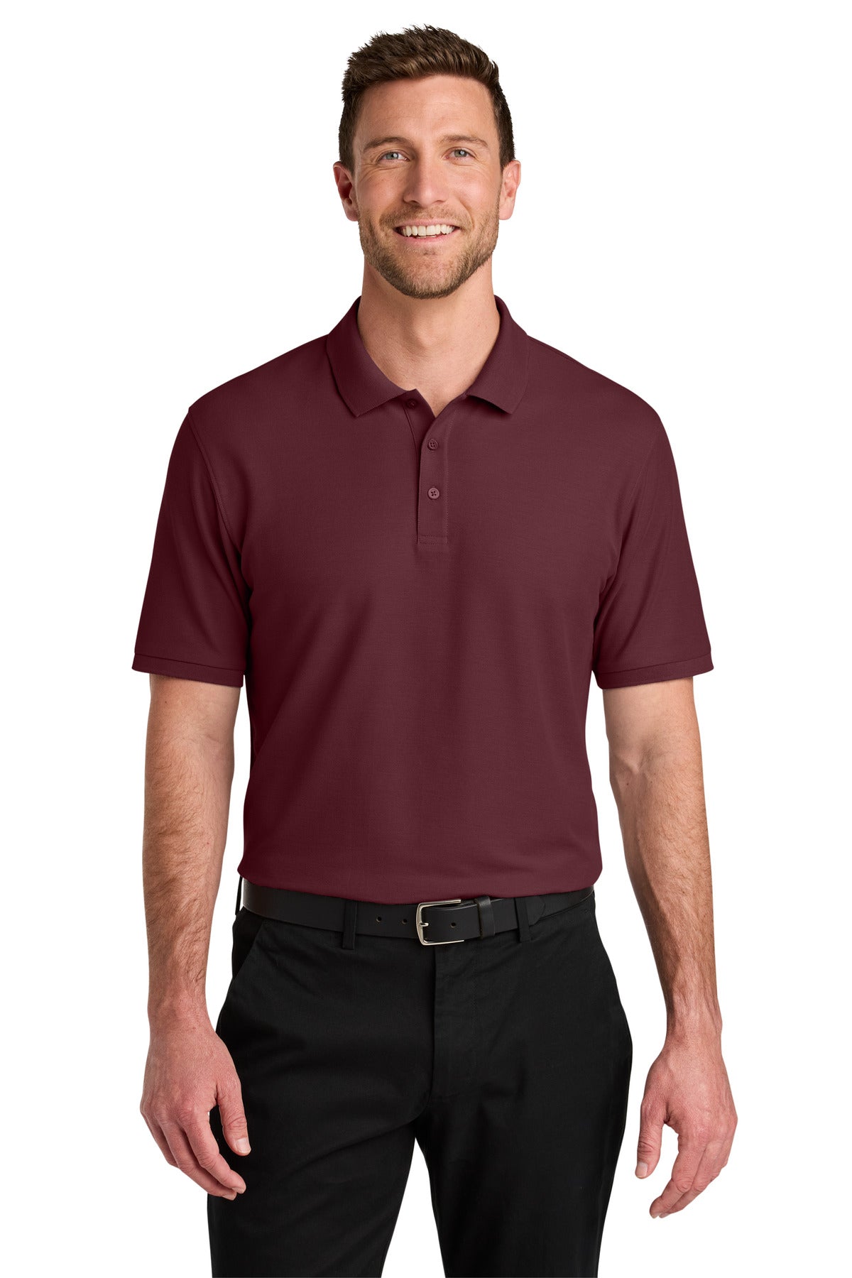Custom logo Port Authority® Wearever Signature Pique Polo K200 in Burgundy