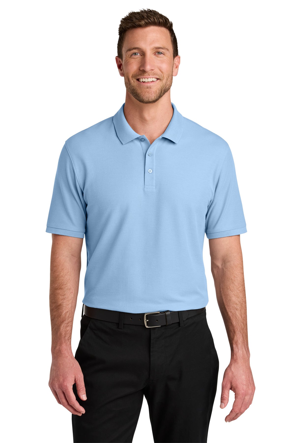 Custom logo Port Authority® Wearever Signature Pique Polo K200 in Cloud Blue