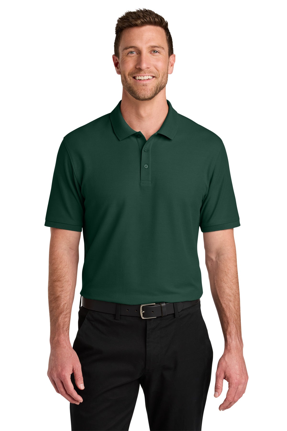 Custom logo Port Authority® Wearever Signature Pique Polo K200 in Dark Green