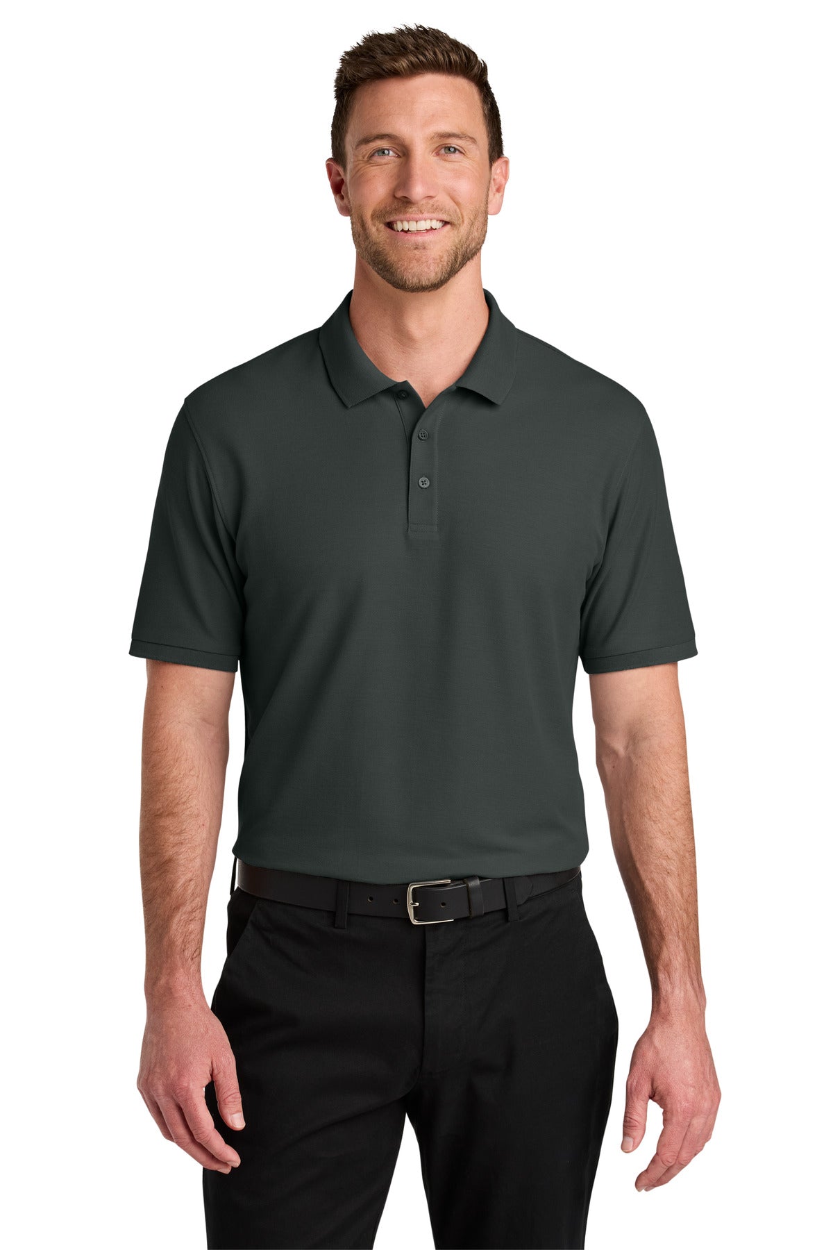 Custom logo Port Authority® Wearever Signature Pique Polo K200 in Grey Smoke
