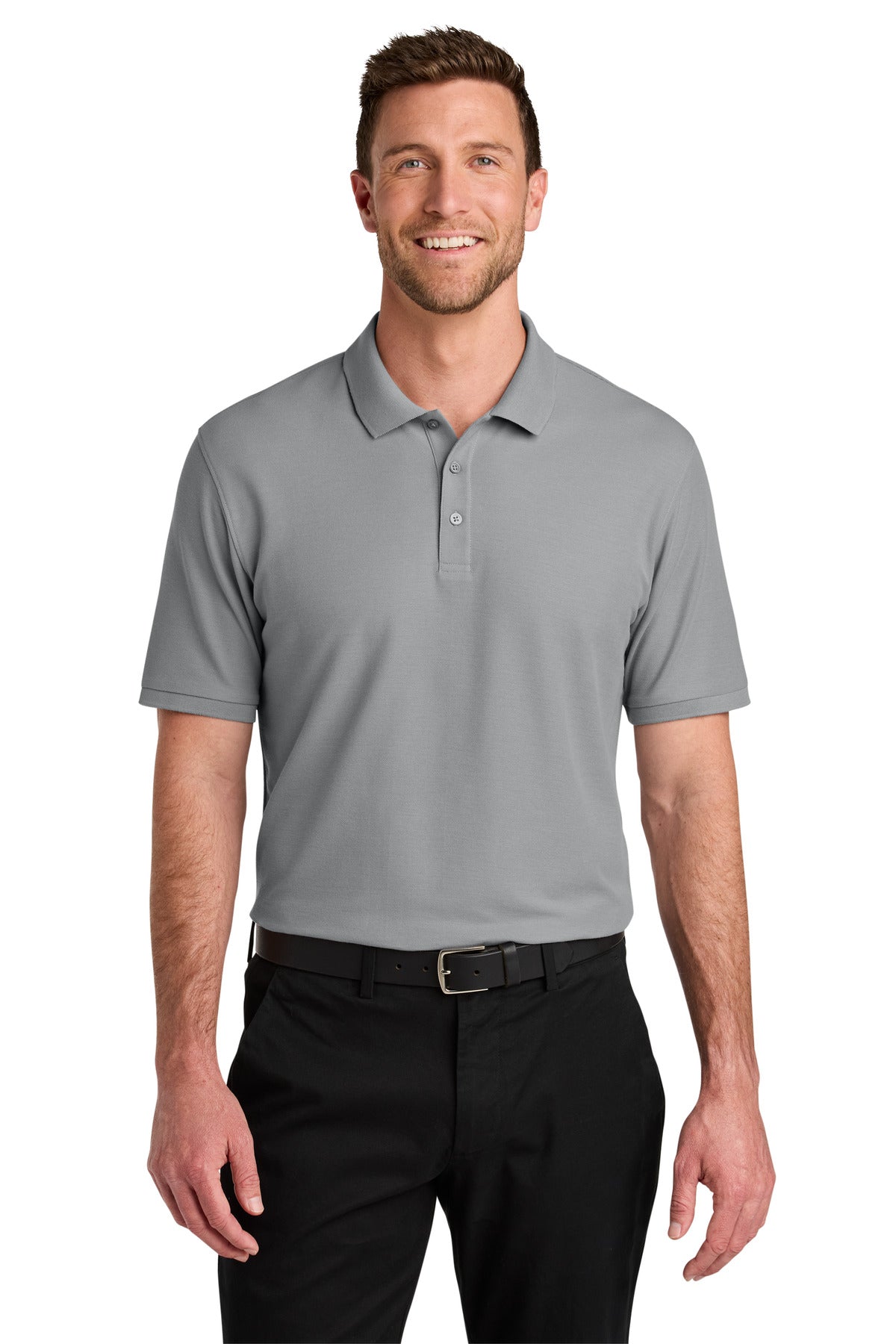 Custom logo Port Authority® Wearever Signature Pique Polo K200 in Gusty Grey
