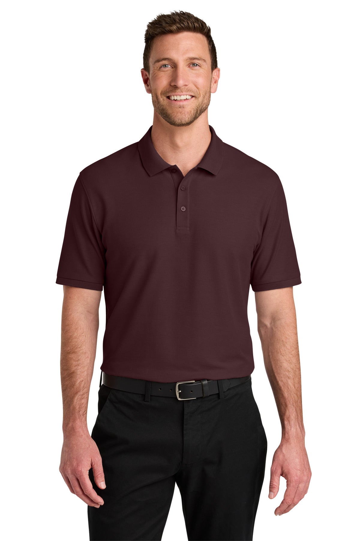Custom logo Port Authority® Wearever Signature Pique Polo K200 in Maroon