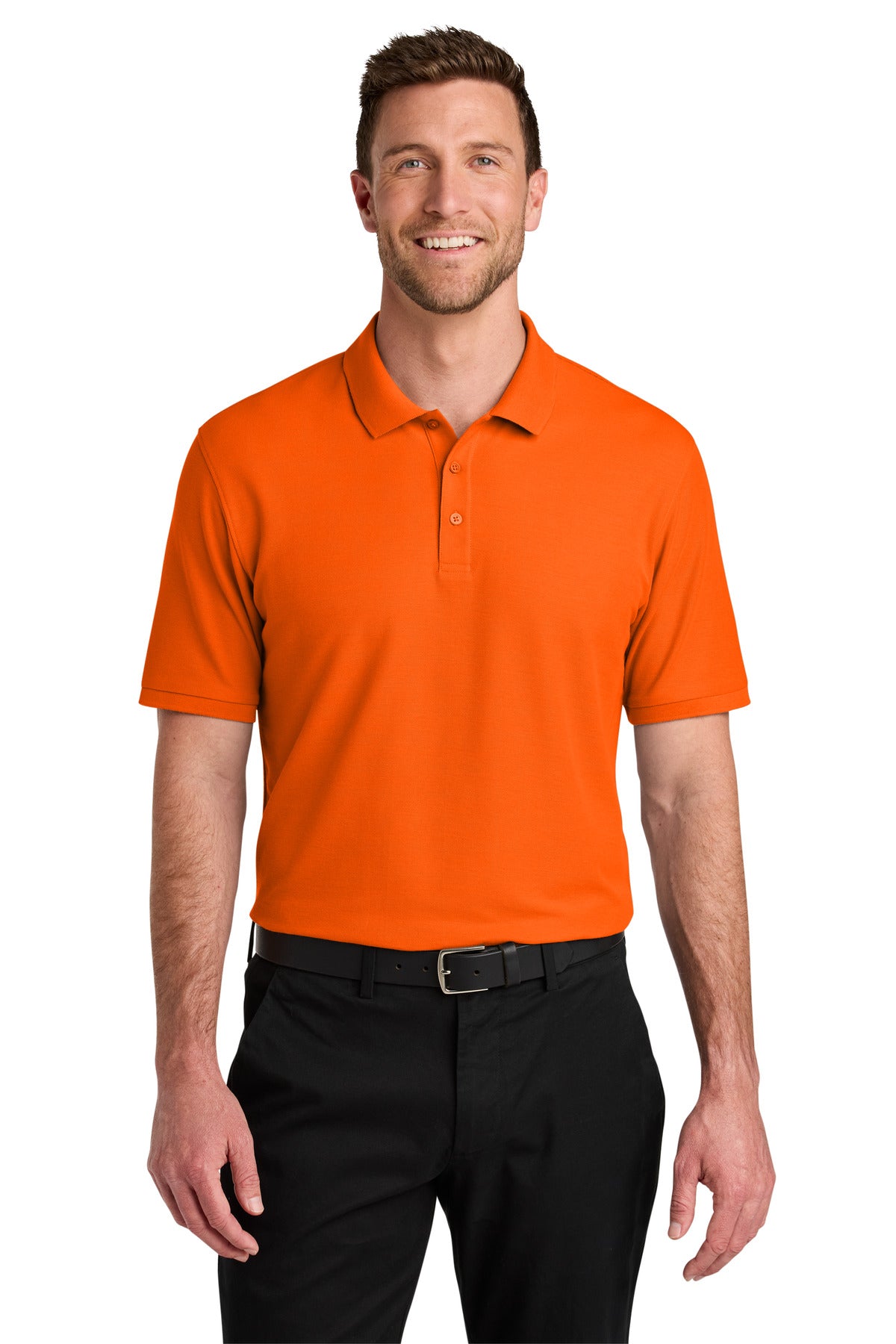 Custom logo Port Authority® Wearever Signature Pique Polo K200 in Neon Orange