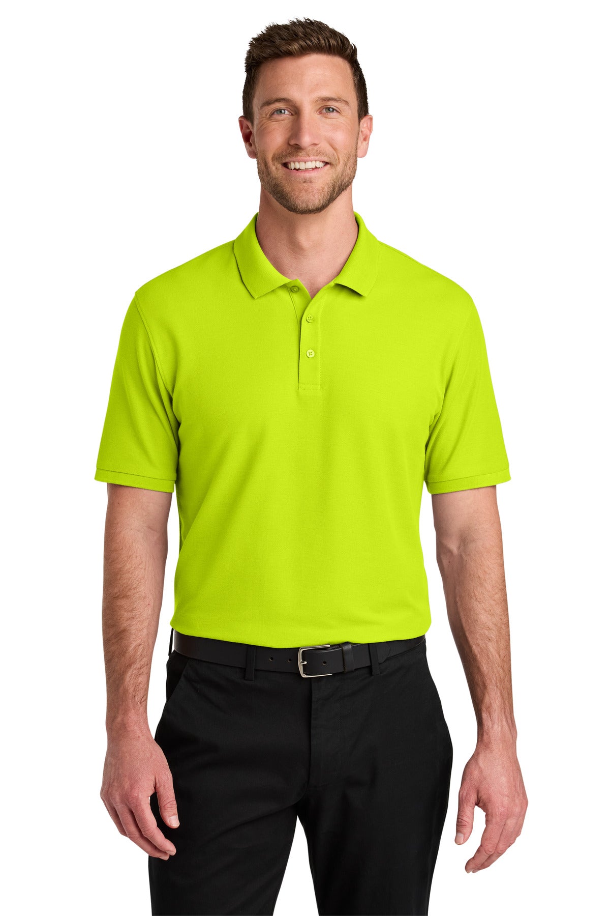 Custom logo Port Authority® Wearever Signature Pique Polo K200 in Neon Yellow