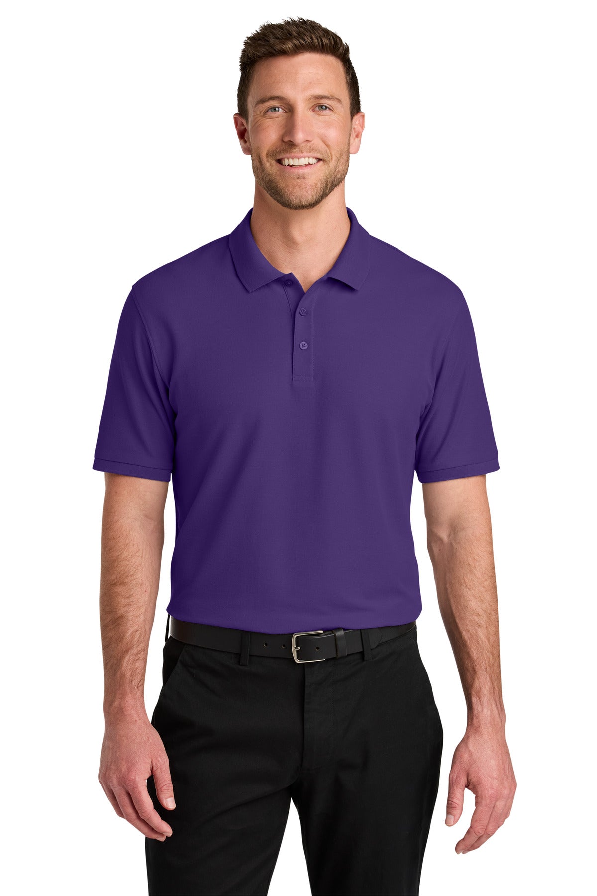 Custom logo Port Authority® Wearever Signature Pique Polo K200 in Prism Purple