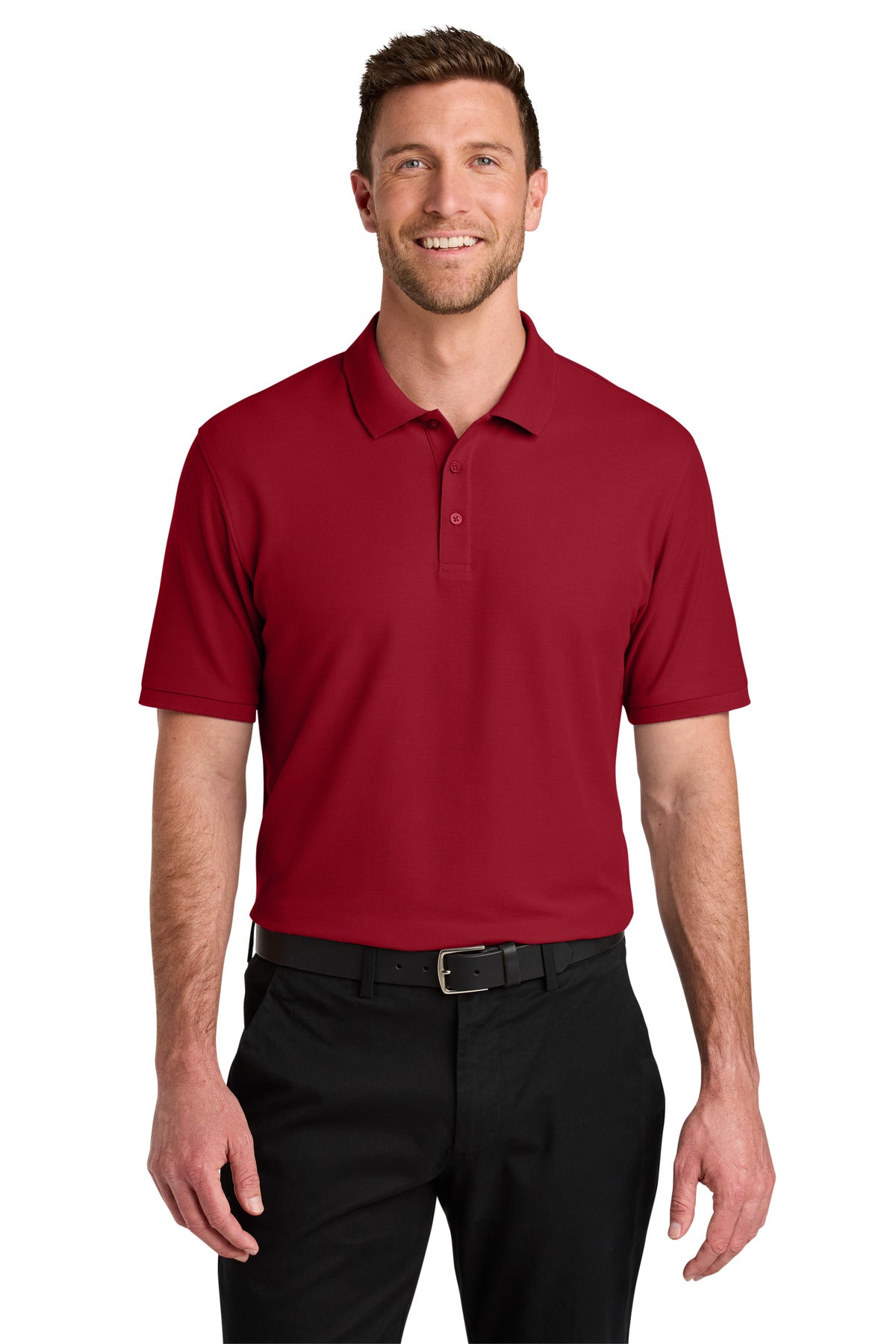 Custom logo Port Authority® Wearever Signature Pique Polo K200 in Rich Red