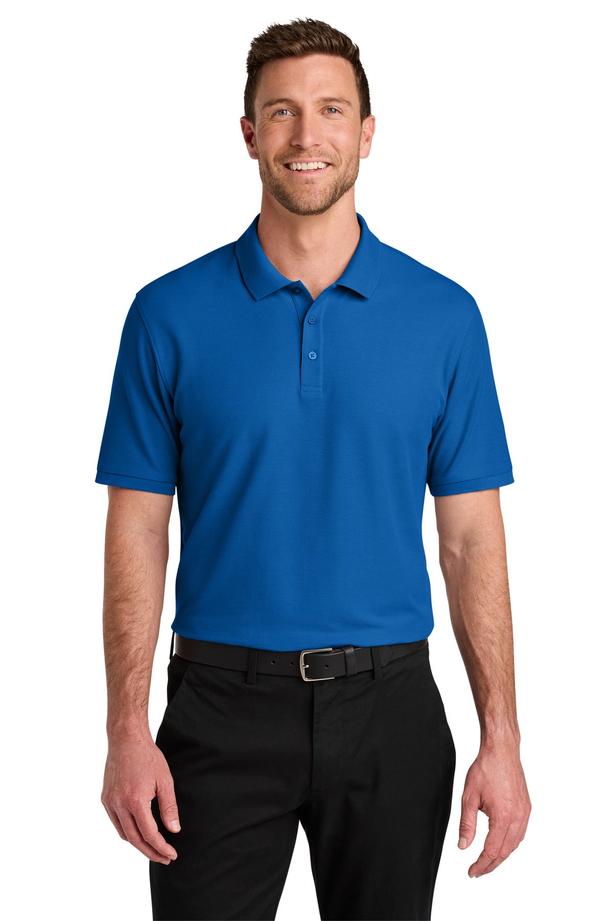 Custom logo Port Authority® Wearever Signature Pique Polo K200 in Strong Blue