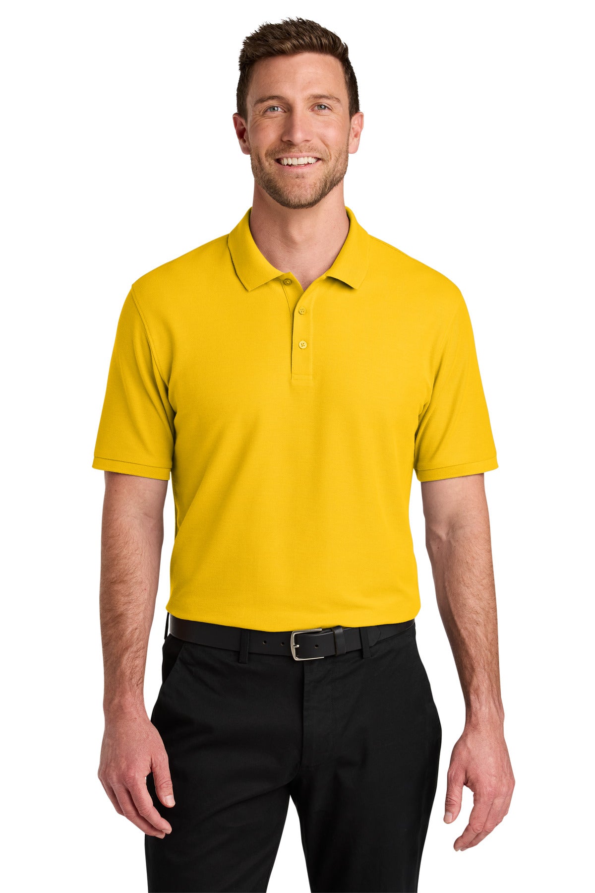 Custom logo Port Authority® Wearever Signature Pique Polo K200 in Sunflower Yellow