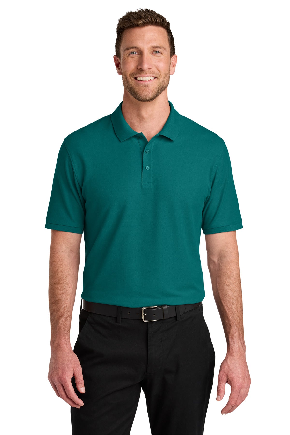 Custom logo Port Authority® Wearever Signature Pique Polo K200 in Teal Green