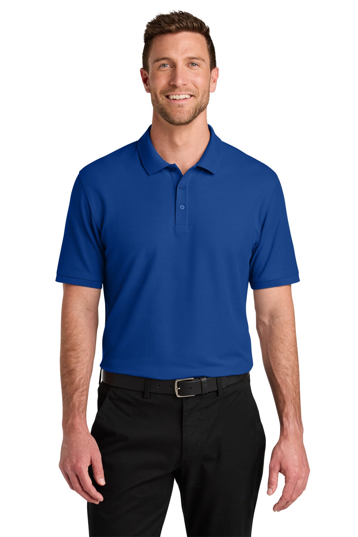 Custom logo Port Authority® Wearever Signature Pique Polo K200 in True Royal