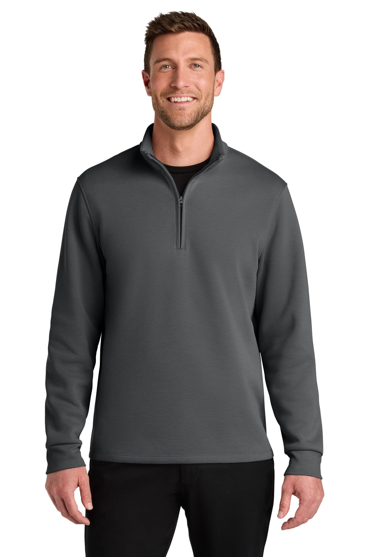 Custom logo Port Authority® Wearever Signature Double Pique 1/4-Zip K210 in Storm Grey