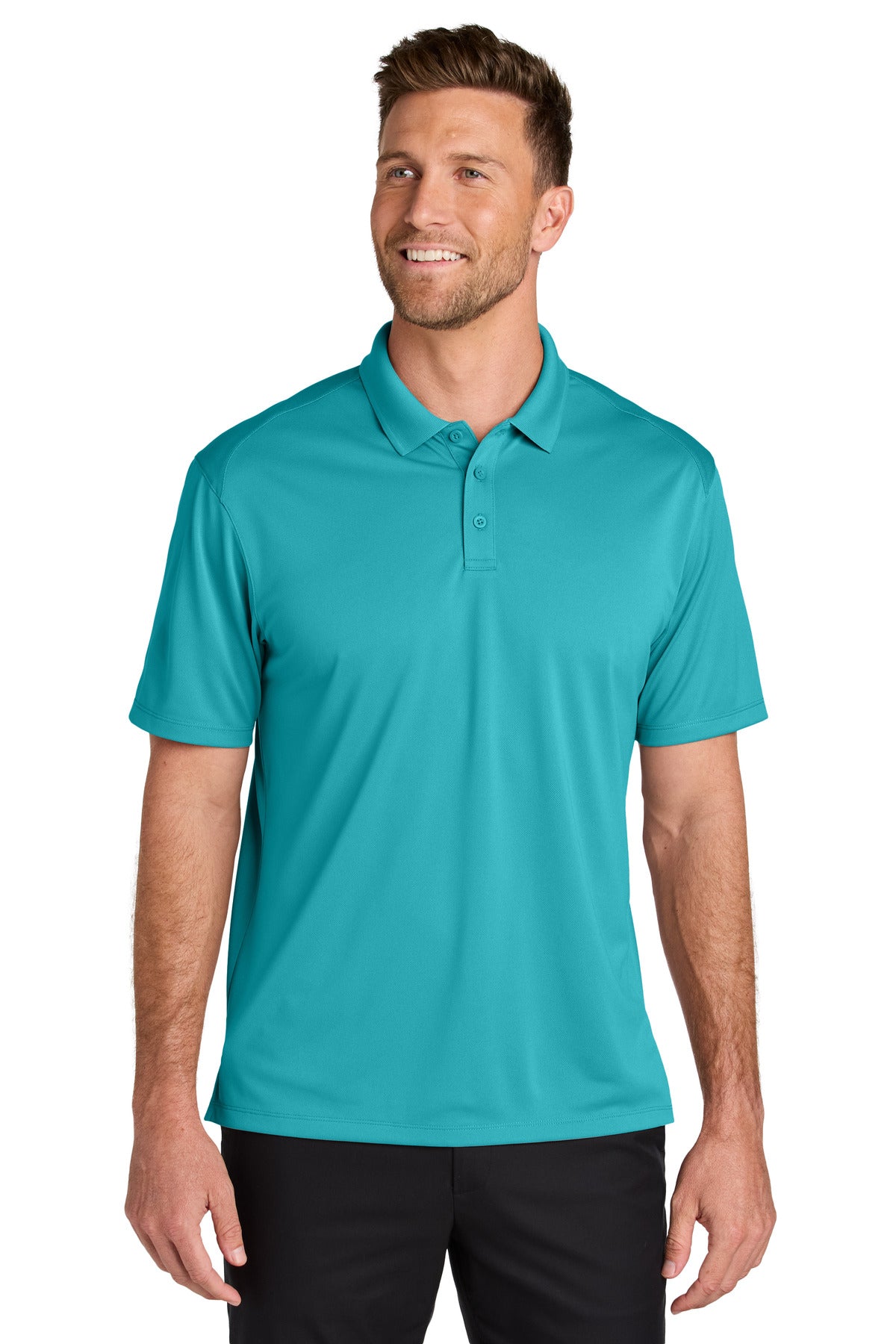 Custom logo Port Authority® Wearever Performance Pique Polo K240 in Aquamarine