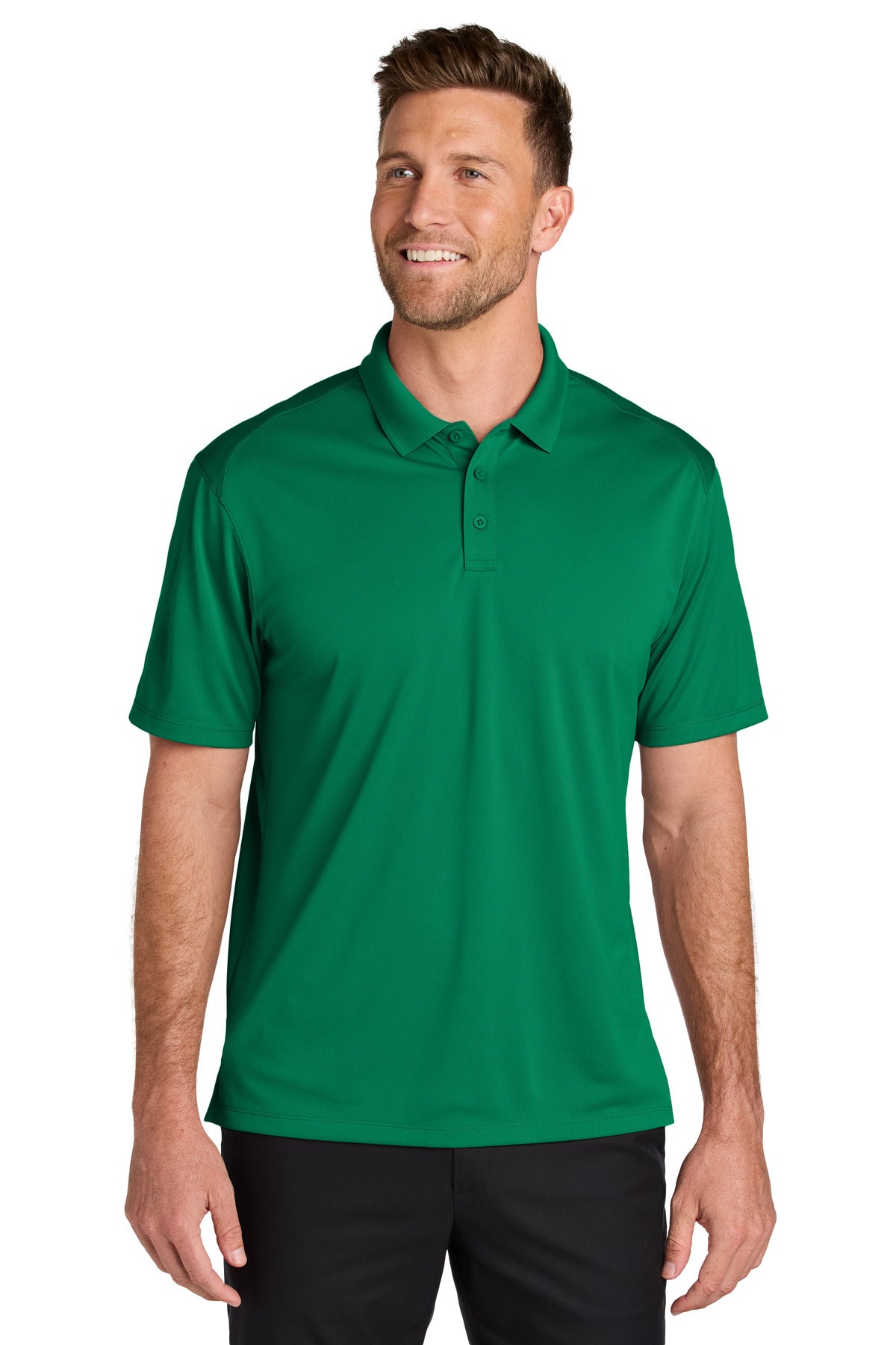 Custom logo Port Authority® Wearever Performance Pique Polo K240 in Bright Kelly Green