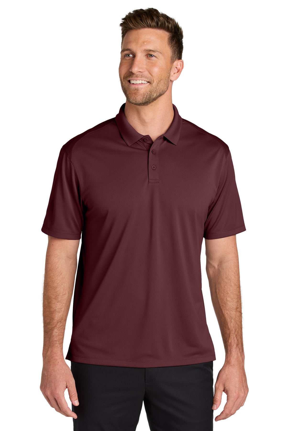 Custom logo Port Authority® Wearever Performance Pique Polo K240 in Burgundy